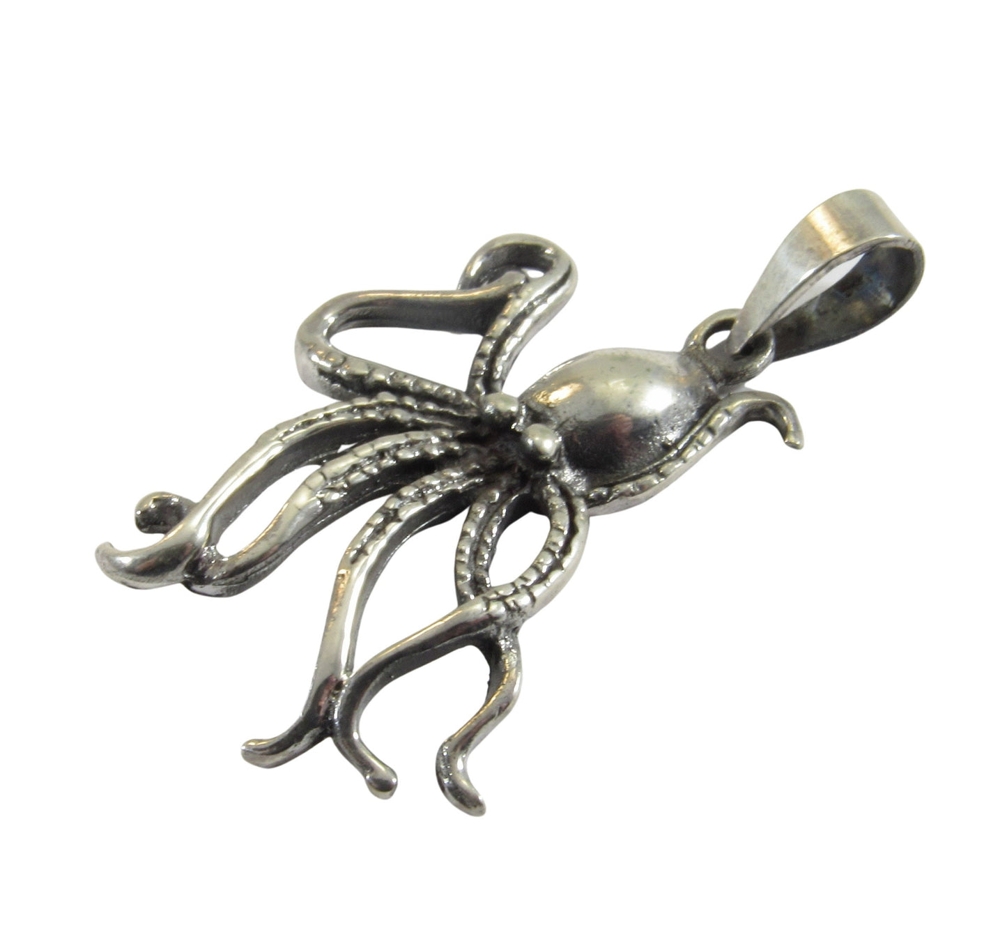 Solid 925 Sterling Silver Octopus Pendant - Nautical Sea Creature Necklace Charm - Ocean Animal Jewelry - Marine Life Gift for Her or Him