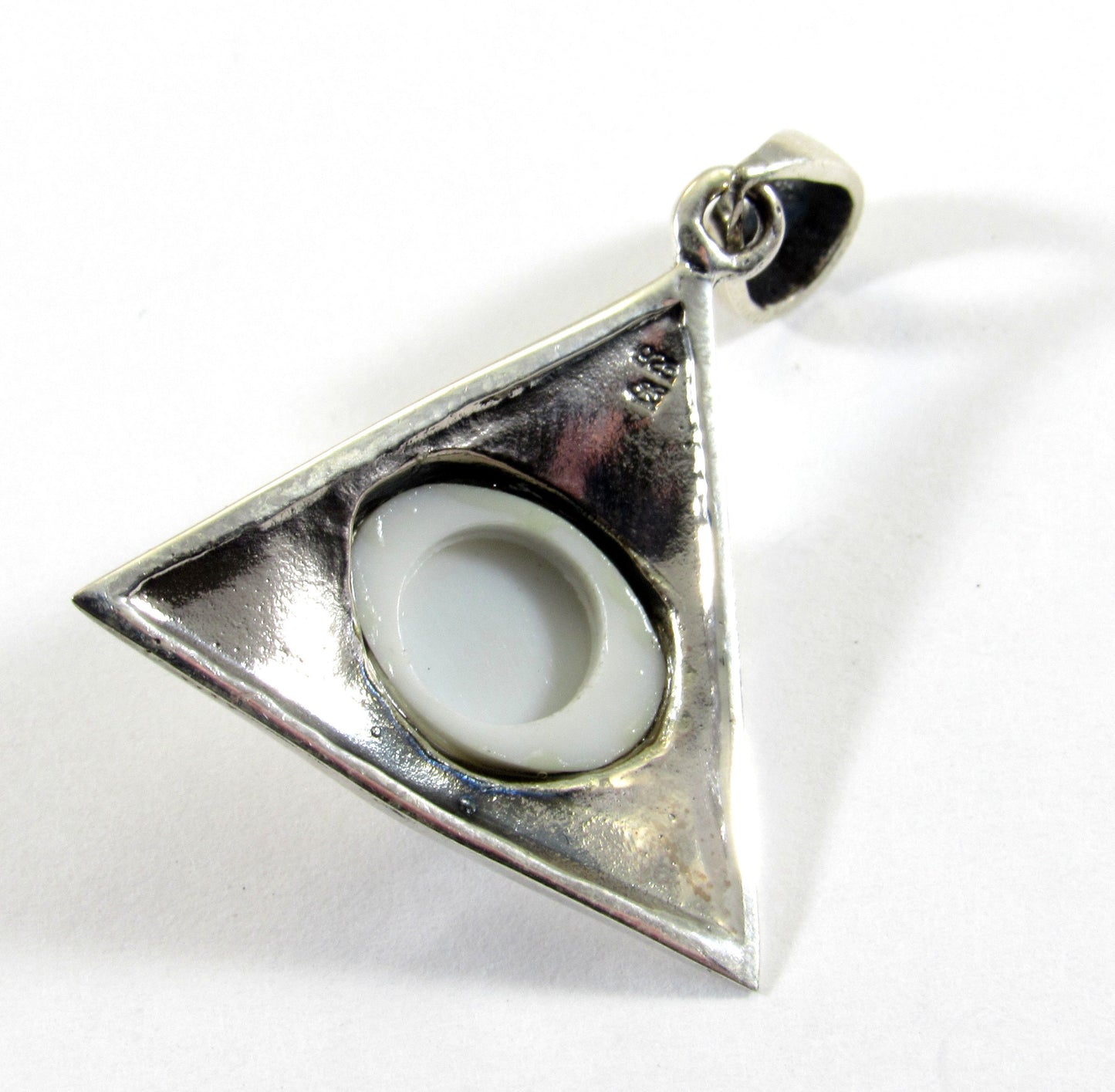 Solid 925 Sterling Silver Eye Pendant, All-Seeing Eye Jewelry, Glass Eyeball Pendant, Illuminati Triangle Necklace, Occult Protection Amulet