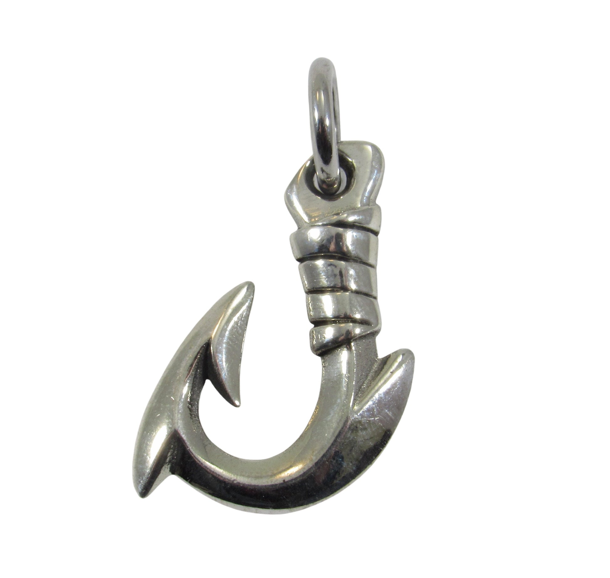 Solid 925 Sterling Silver Fishing Hook Pendant - Nautical Jewelry, Fisherman’s Necklace Charm, Ocean Lover Gift, Chunky Fish Hook Pendant