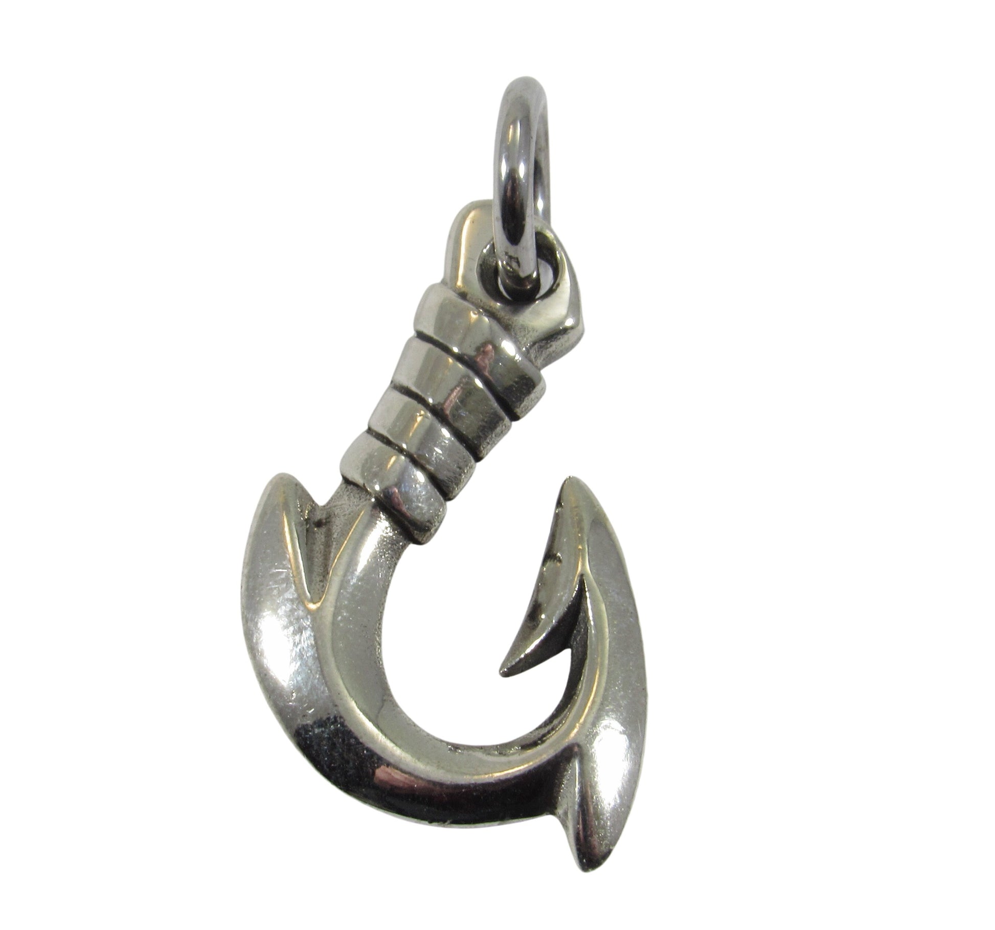 Solid 925 Sterling Silver Fishing Hook Pendant - Nautical Jewelry, Fisherman’s Necklace Charm, Ocean Lover Gift, Chunky Fish Hook Pendant