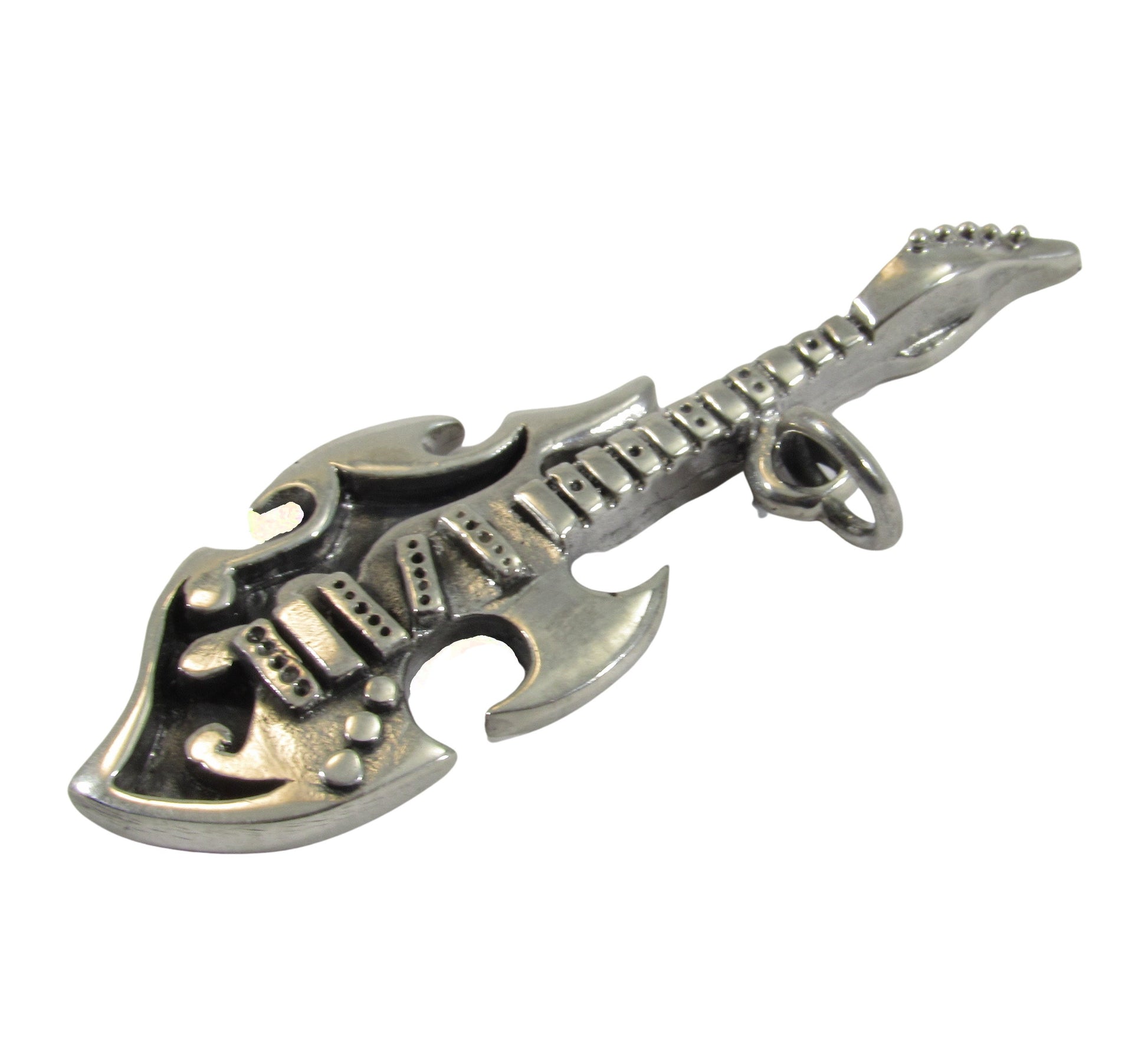 Handcrafted Solid 925 Sterling Silver Electric Guitar Pendant, Musical Rocker Jewelry, Perfect for Men or Women