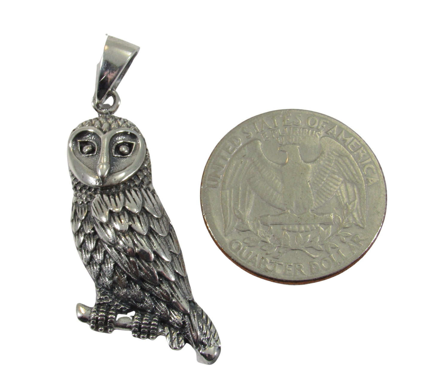 Solid 925 Sterling Silver Owl Pendant - Barn Owl Necklace Amulet - Nocturnal Bird Jewelry - Nature Charm for Her or Him - Symbol of Wisdom