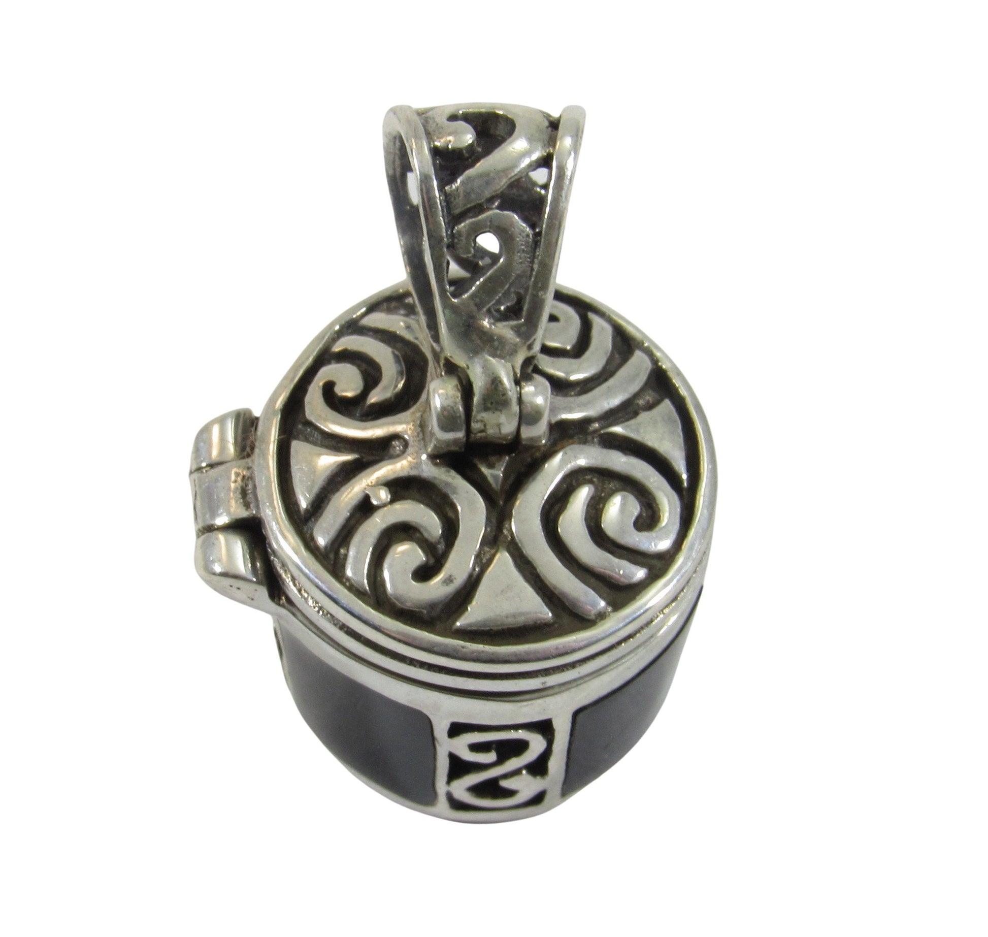Solid 925 Sterling Silver Poison Pendant – Cremation Urn Locket for Ashes, Funerary Keepsake, Black Onyx Memorial Jewelry