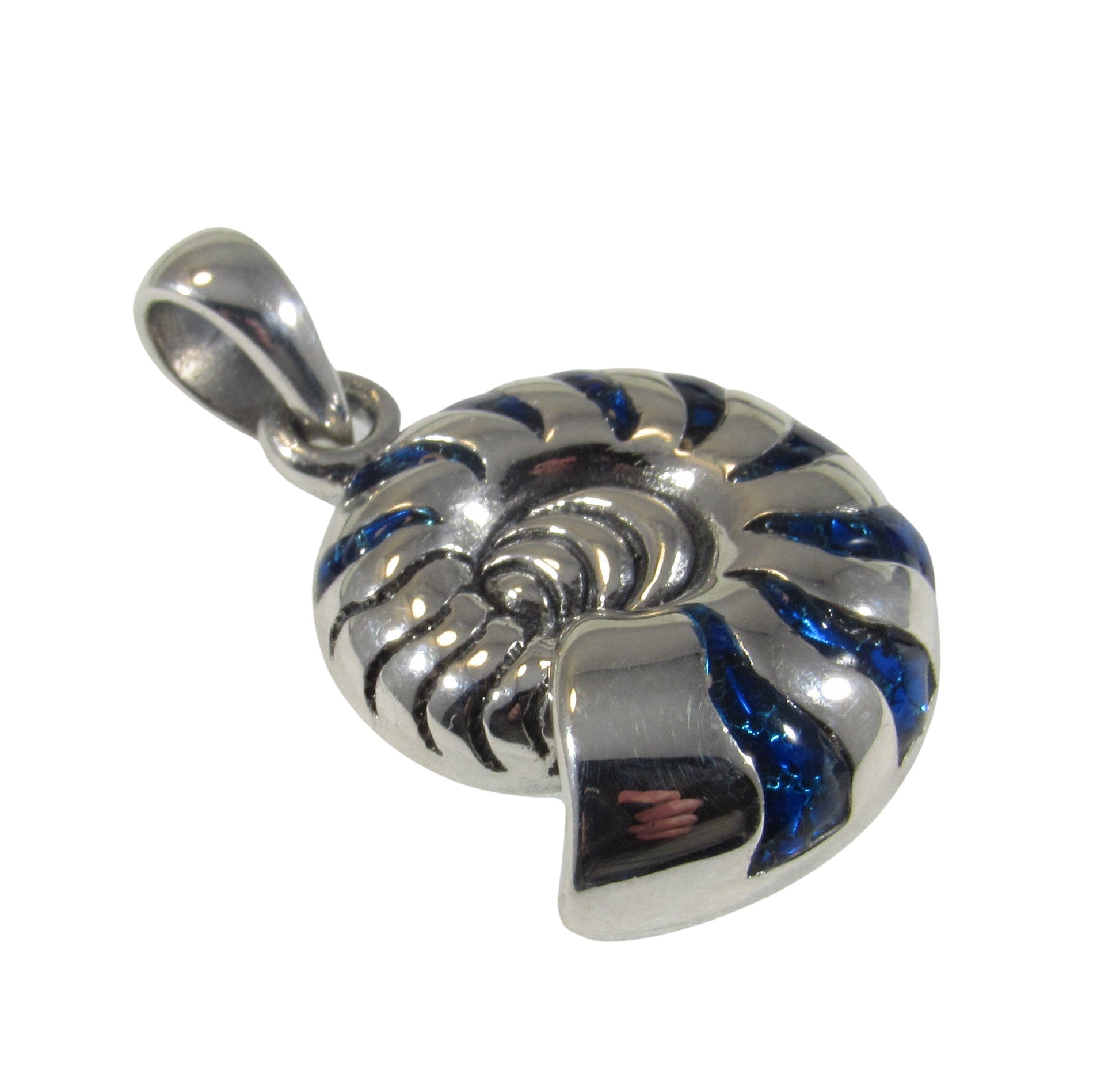 Solid 925 Sterling Silver Nautilus Spiral Shell Pendant, Sacred Geometry Jewelry, Logarithmic Phi Spiral, Symbol of Perfection