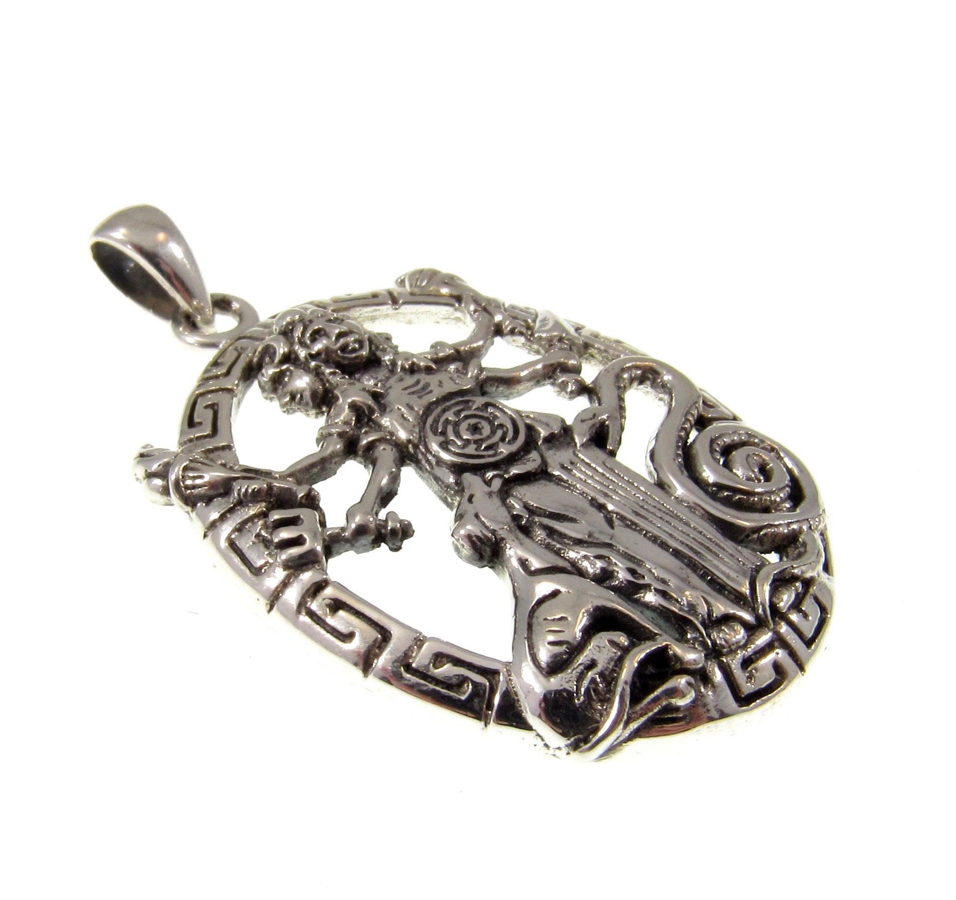 Solid 925 Sterling Silver Hecate Goddess Pendant, Ancient Greek Goddess of Magic & Spells Magic Amulet