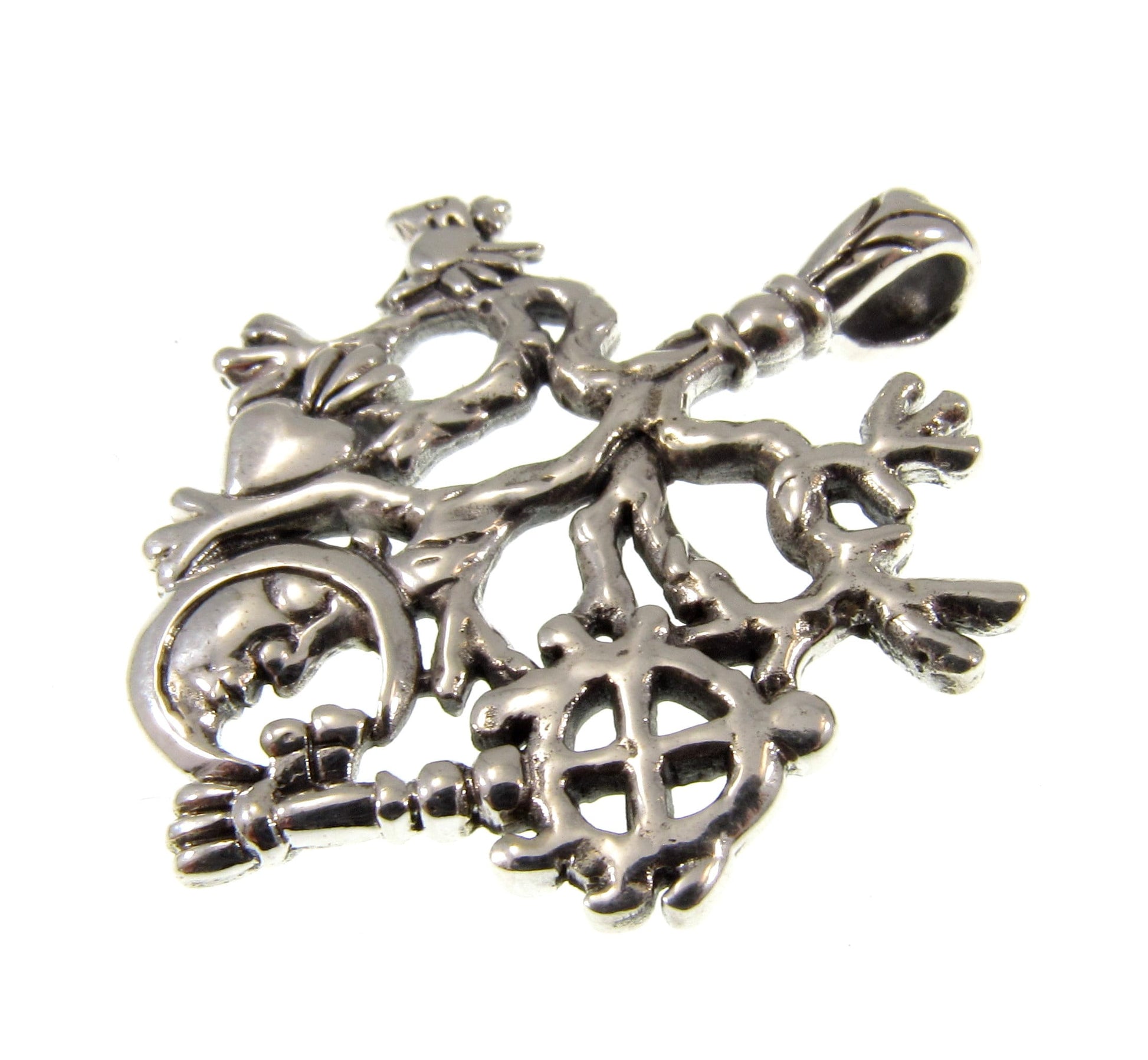 Solid 925 Sterling Silver Cimaruta Witch Pendant, Italian Talisman, Ward off the Evil Eye, Neopagan Amulet Pendant