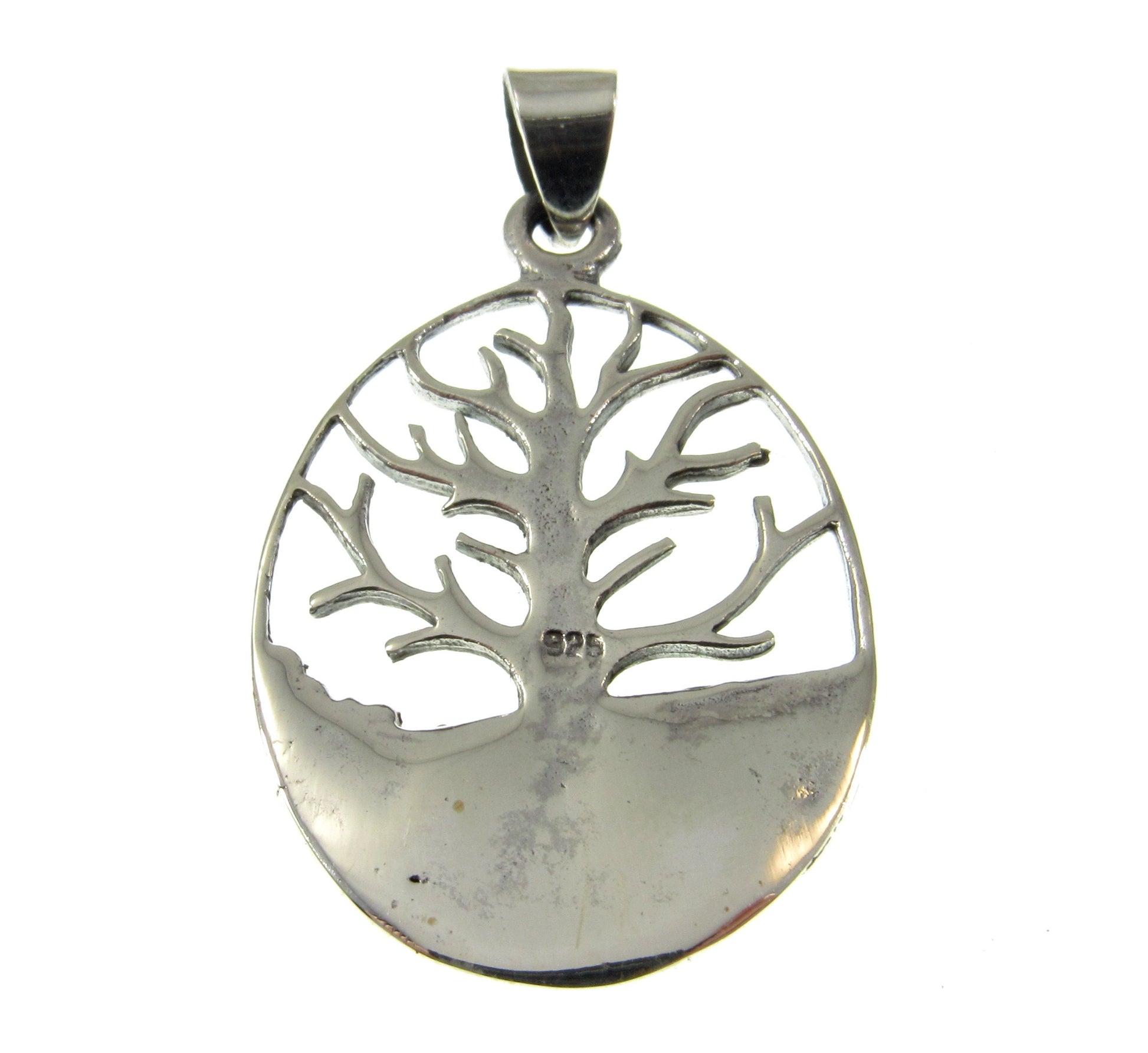 Handcrafted Solid 925 Sterling Silver Etched Engraved Celtic Tree of Life Carved Out Yggdrasil Pendant