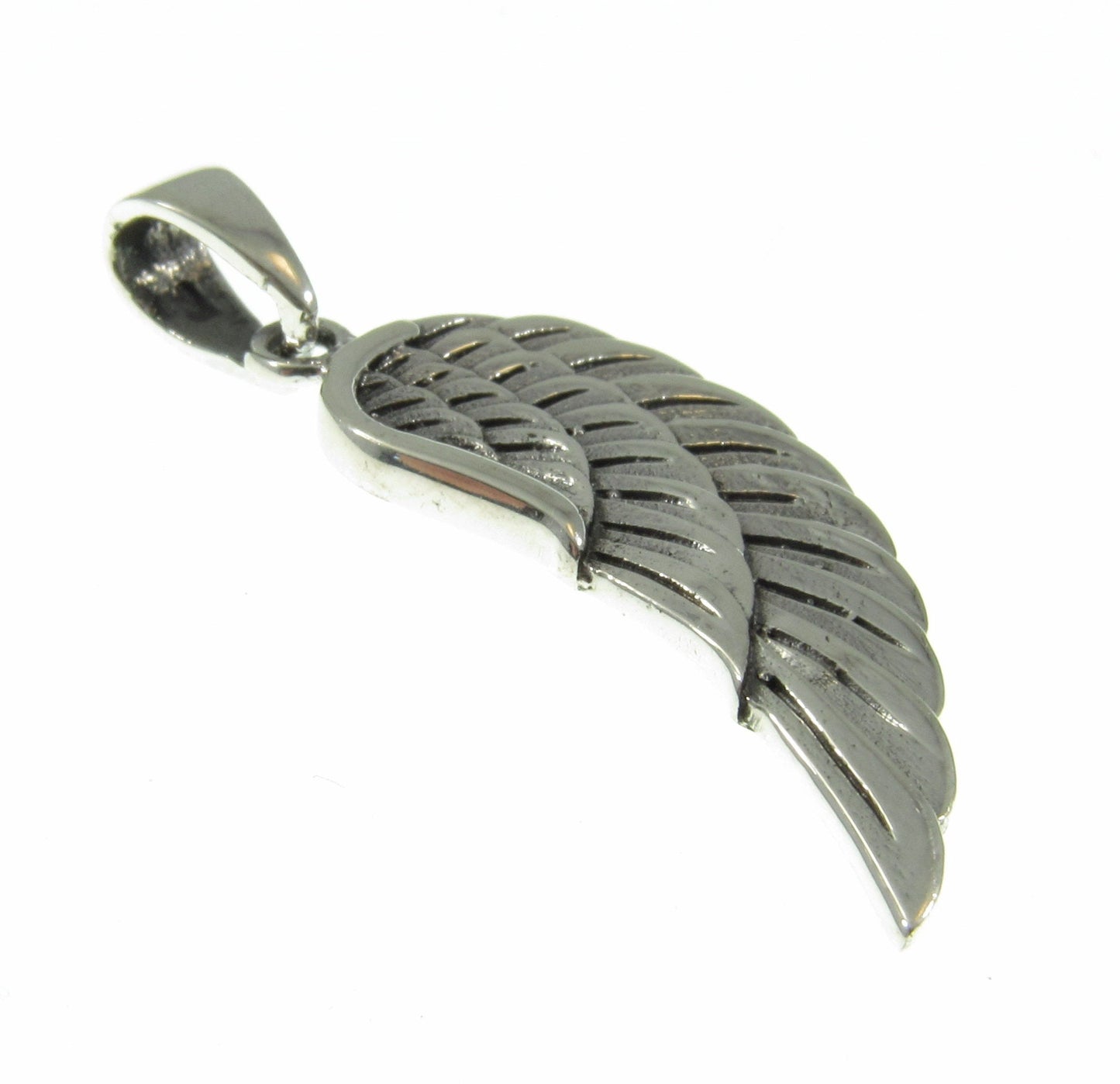 Solid 925 Sterling Silver Angel Wing Pendant, Handcrafted Religious Jewelry, Unique Spiritual Charm, Simple & Elegant Inspirational Art