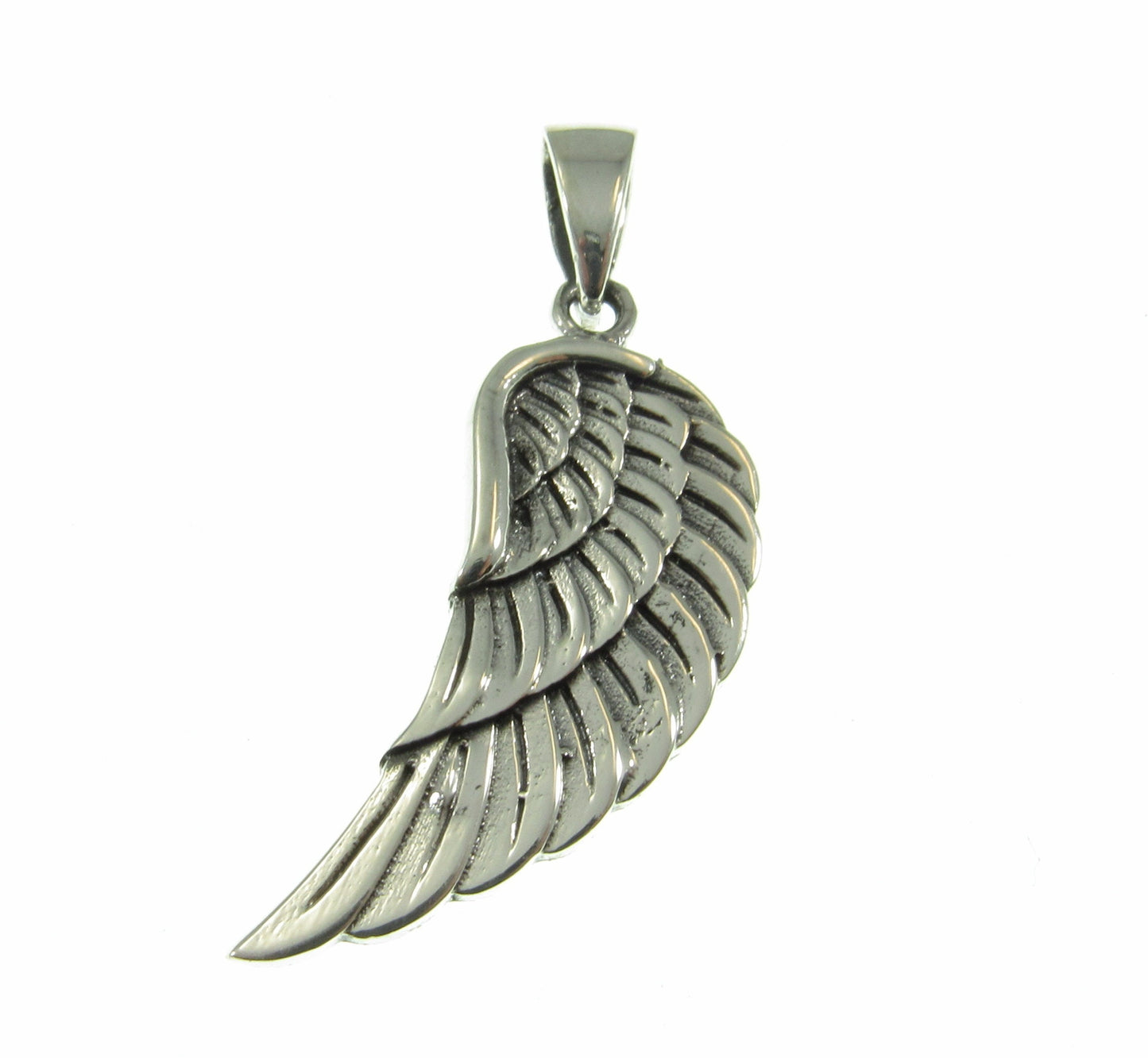 Solid 925 Sterling Silver Angel Wing Pendant, Handcrafted Religious Jewelry, Unique Spiritual Charm, Simple & Elegant Inspirational Art