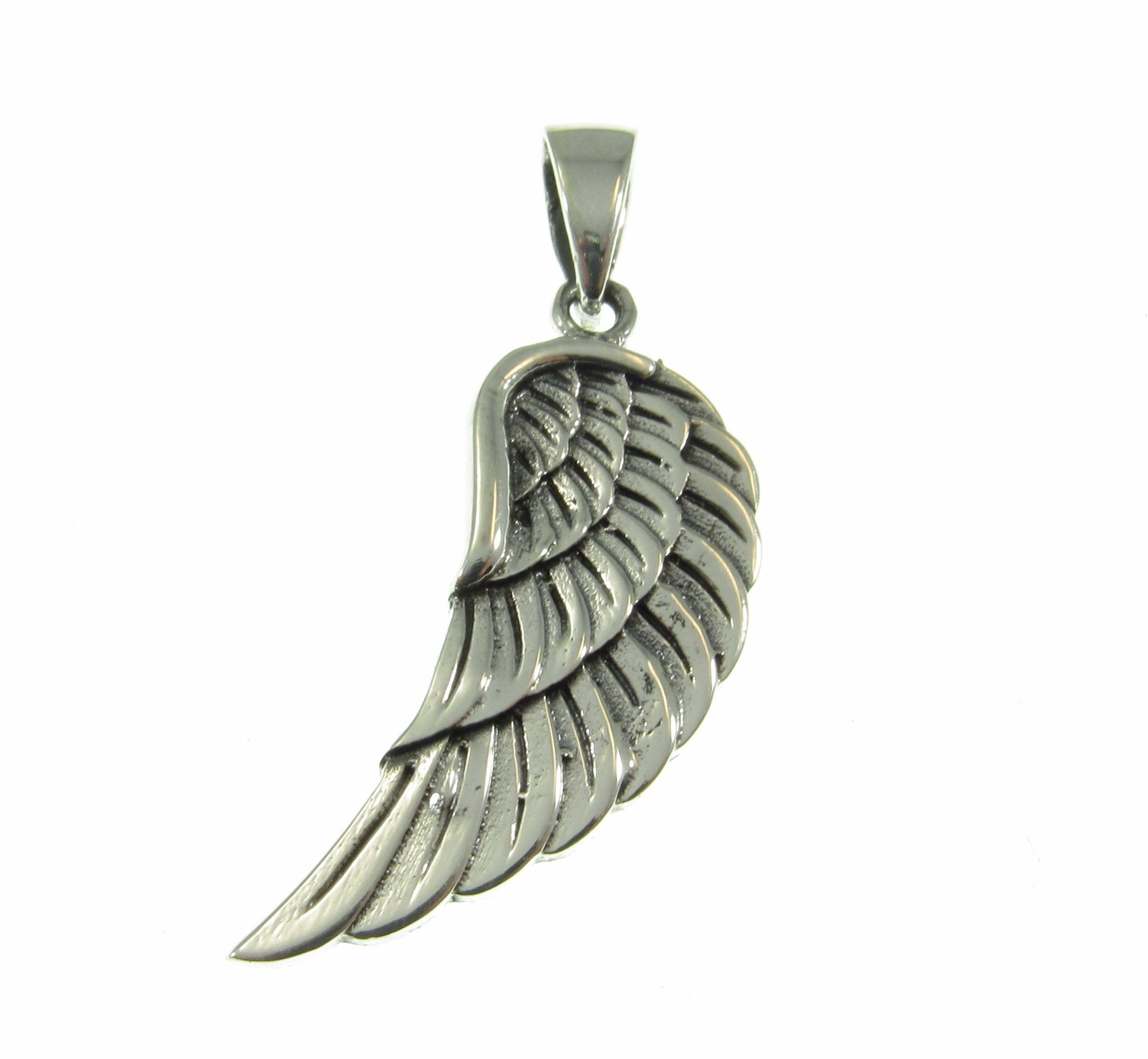 Solid 925 Sterling Silver Angel Wing Pendant, Handcrafted Religious Jewelry, Unique Spiritual Charm, Simple & Elegant Inspirational Art