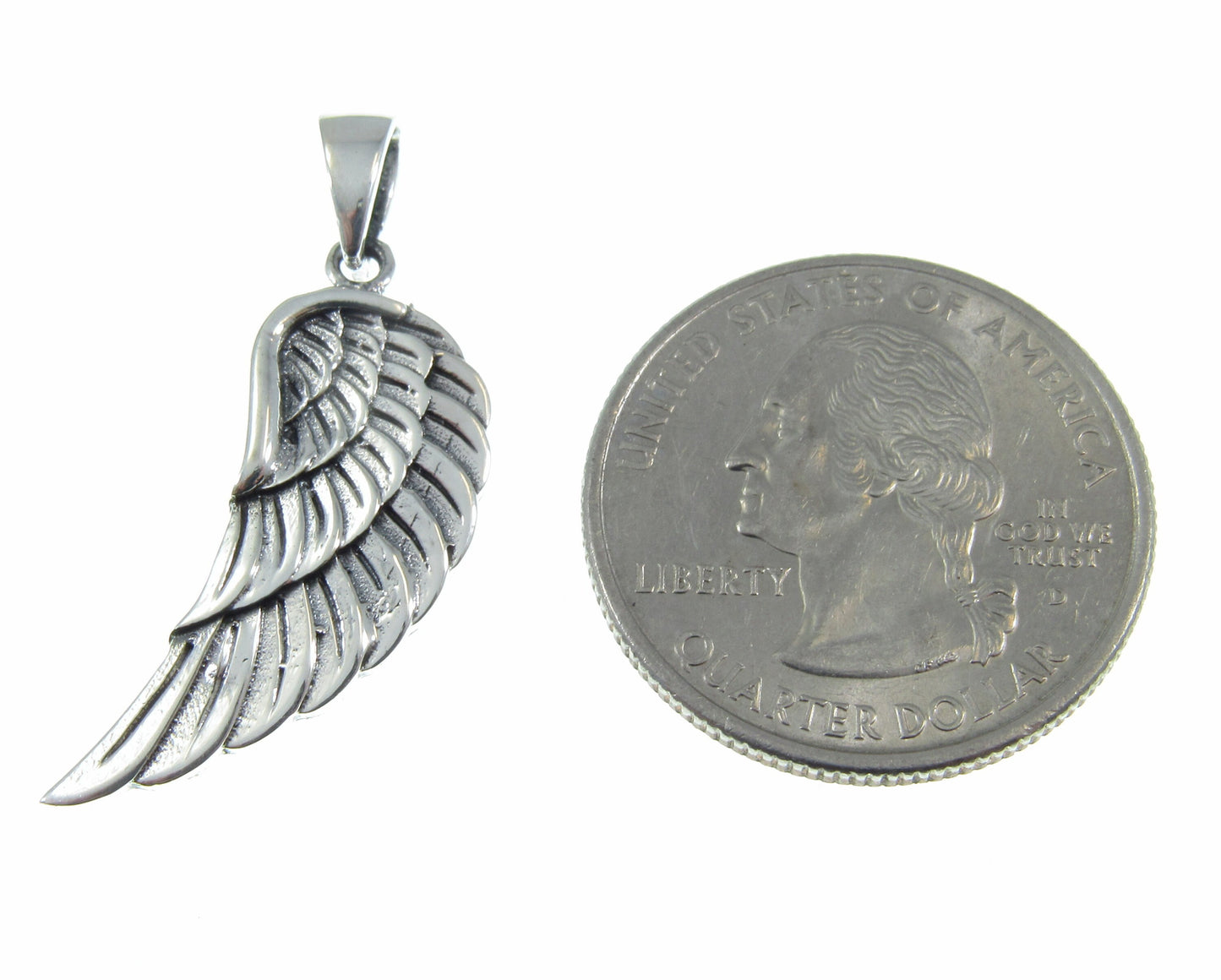 Solid 925 Sterling Silver Angel Wing Pendant, Handcrafted Religious Jewelry, Unique Spiritual Charm, Simple & Elegant Inspirational Art