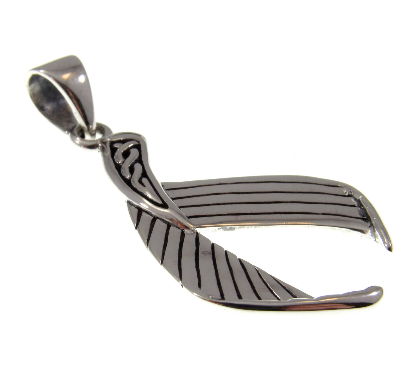 Solid 925 Sterling Silver Celtic Knot Mermaid Tail Pendant, Handcrafted Fish Tail