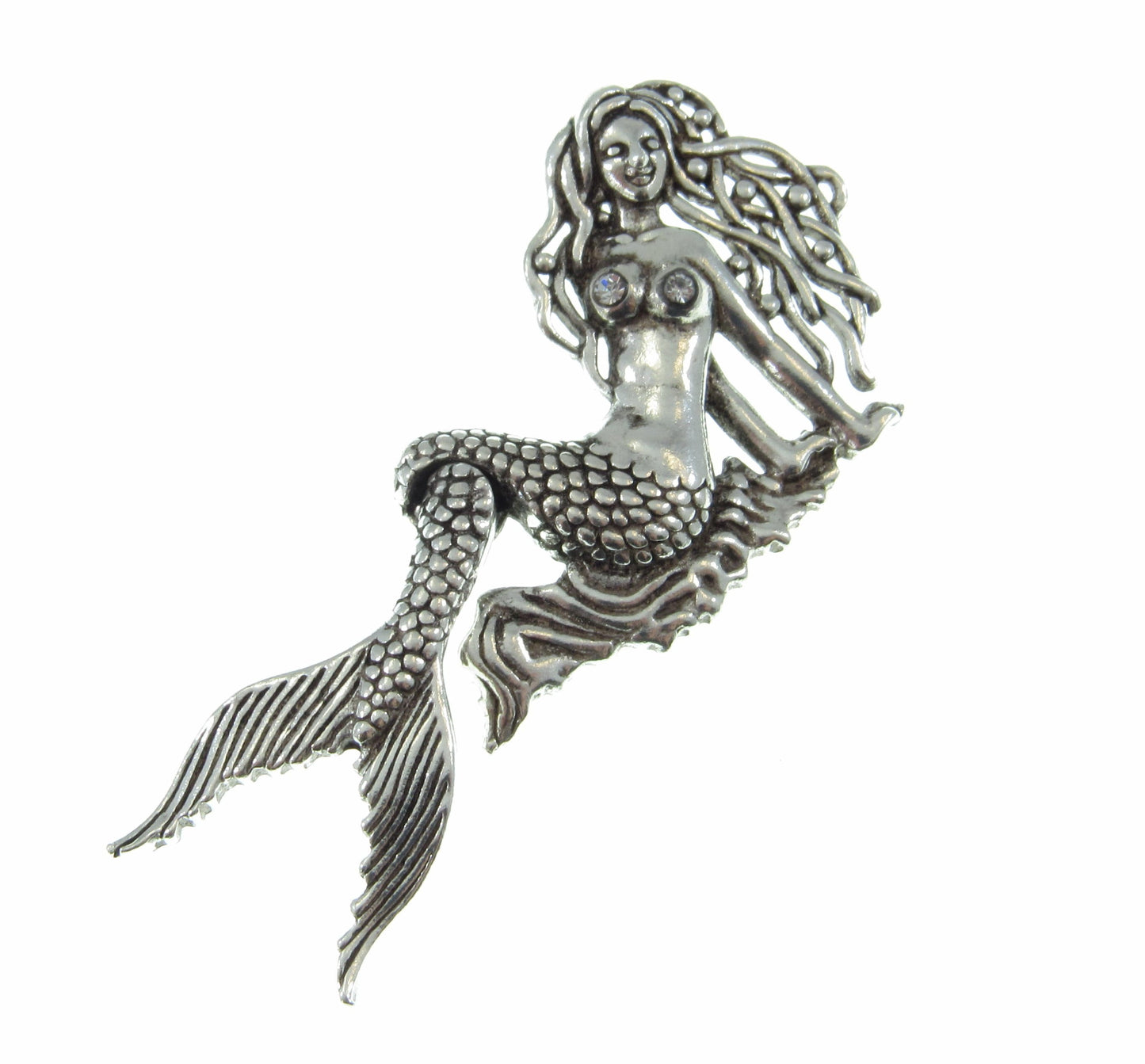 Solid 925 Sterling Silver Movable Poseable Mermaid Slide Pendant, Tail Moves, Handcrafted Articulated Atargatis Goddess