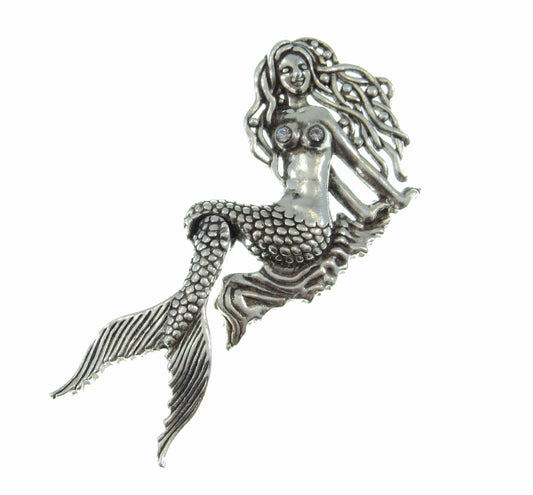 Solid 925 Sterling Silver Movable Poseable Mermaid Slide Pendant, Tail Moves, Handcrafted Articulated Atargatis Goddess