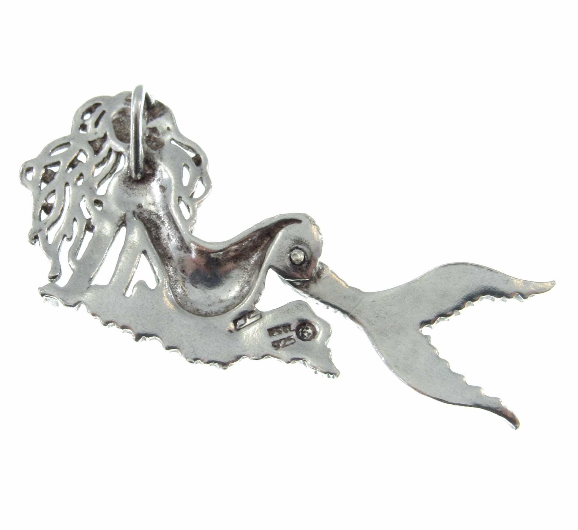 Solid 925 Sterling Silver Movable Poseable Mermaid Slide Pendant, Tail Moves, Handcrafted Articulated Atargatis Goddess