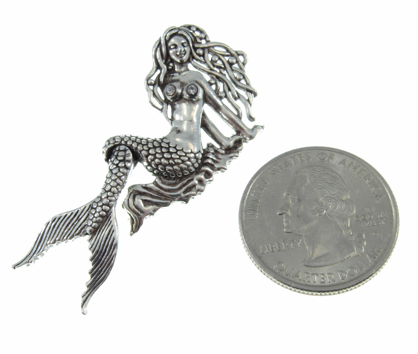 Solid 925 Sterling Silver Movable Poseable Mermaid Slide Pendant, Tail Moves, Handcrafted Articulated Atargatis Goddess