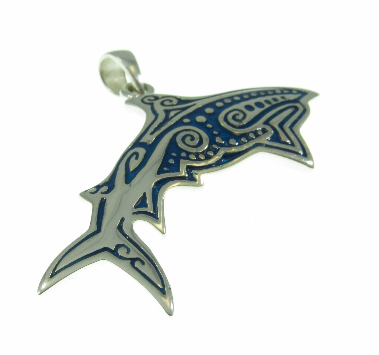 Solid 925 Sterling Silver Aboriginal Shark Pendant, Handcrafted Sea Ocean Life Jewelry, Choose Plain or Enamel, Nautical Gift Idea