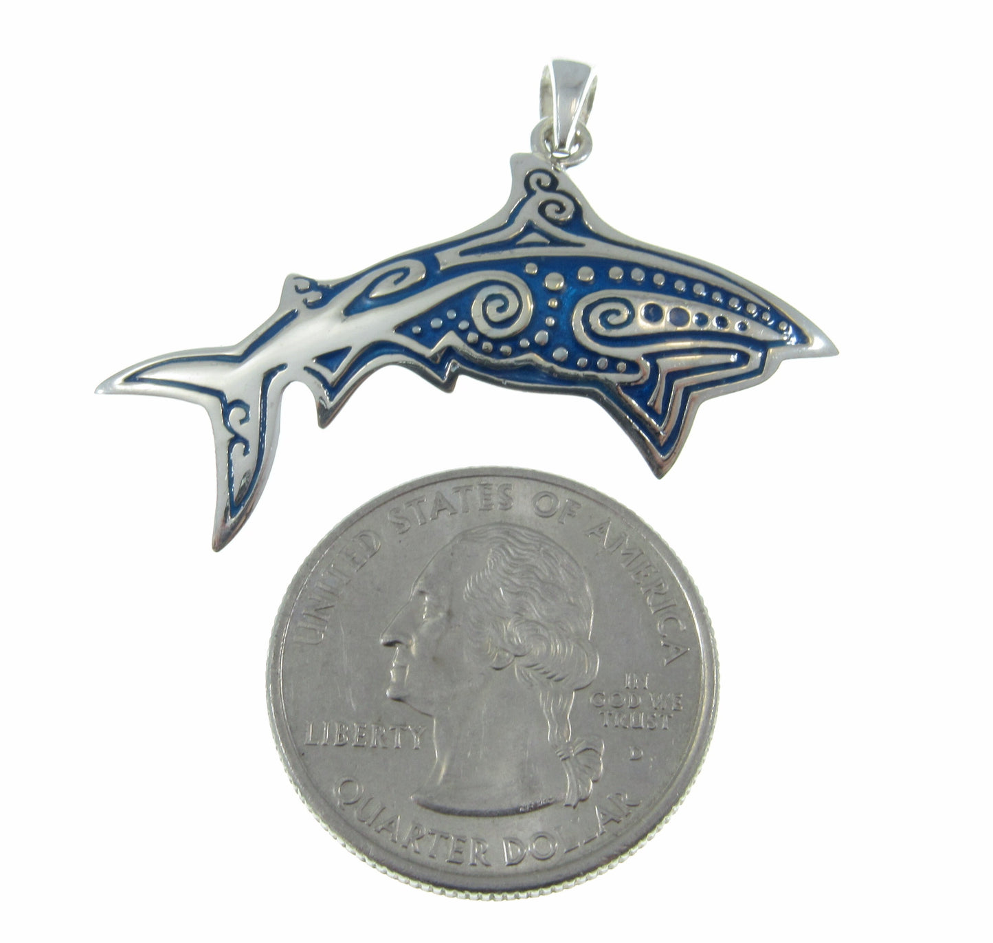 Solid 925 Sterling Silver Aboriginal Shark Pendant, Handcrafted Sea Ocean Life Jewelry, Choose Plain or Enamel, Nautical Gift Idea