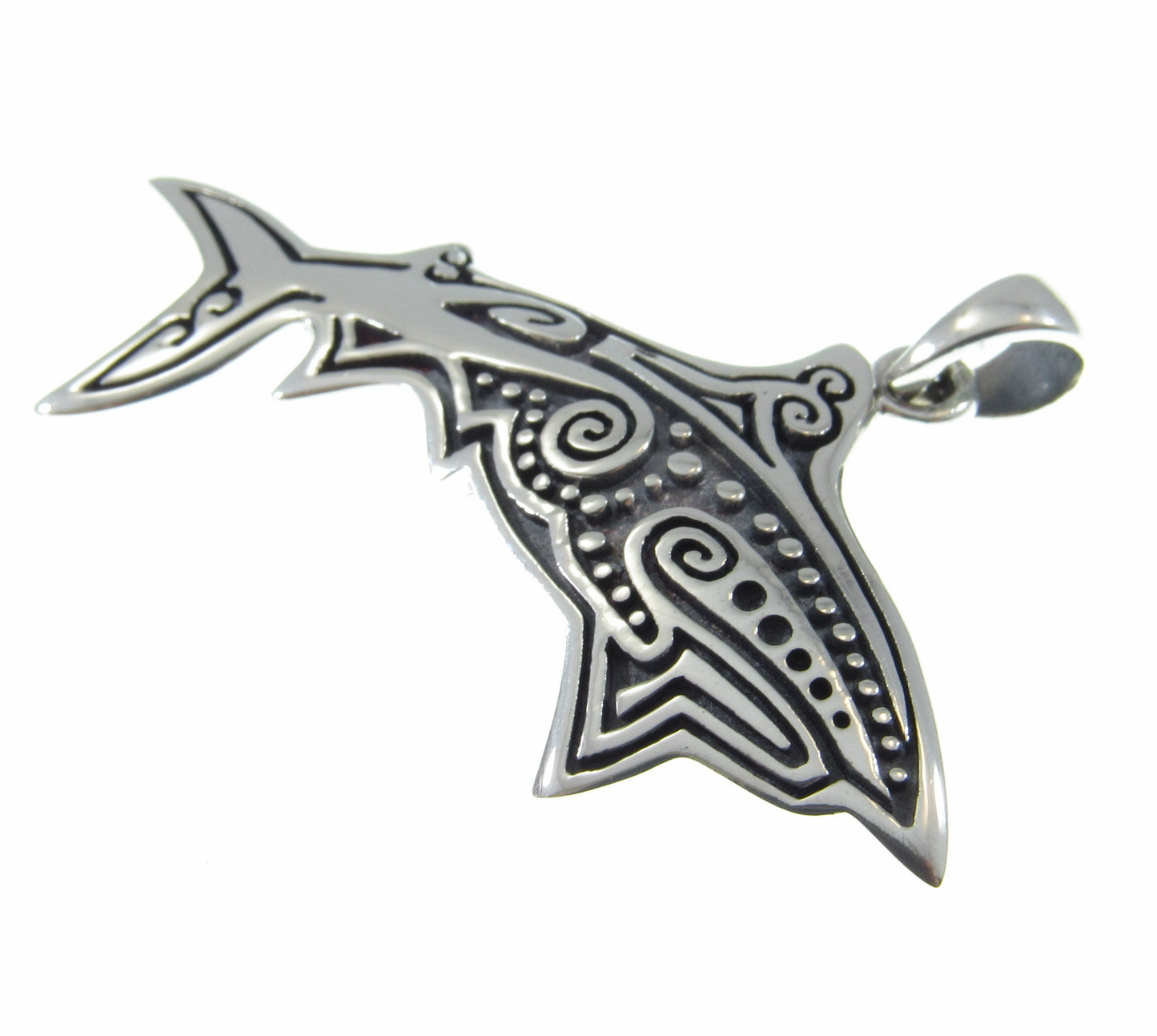 Solid 925 Sterling Silver Aboriginal Shark Pendant, Handcrafted Sea Ocean Life Jewelry, Choose Plain or Enamel, Nautical Gift Idea