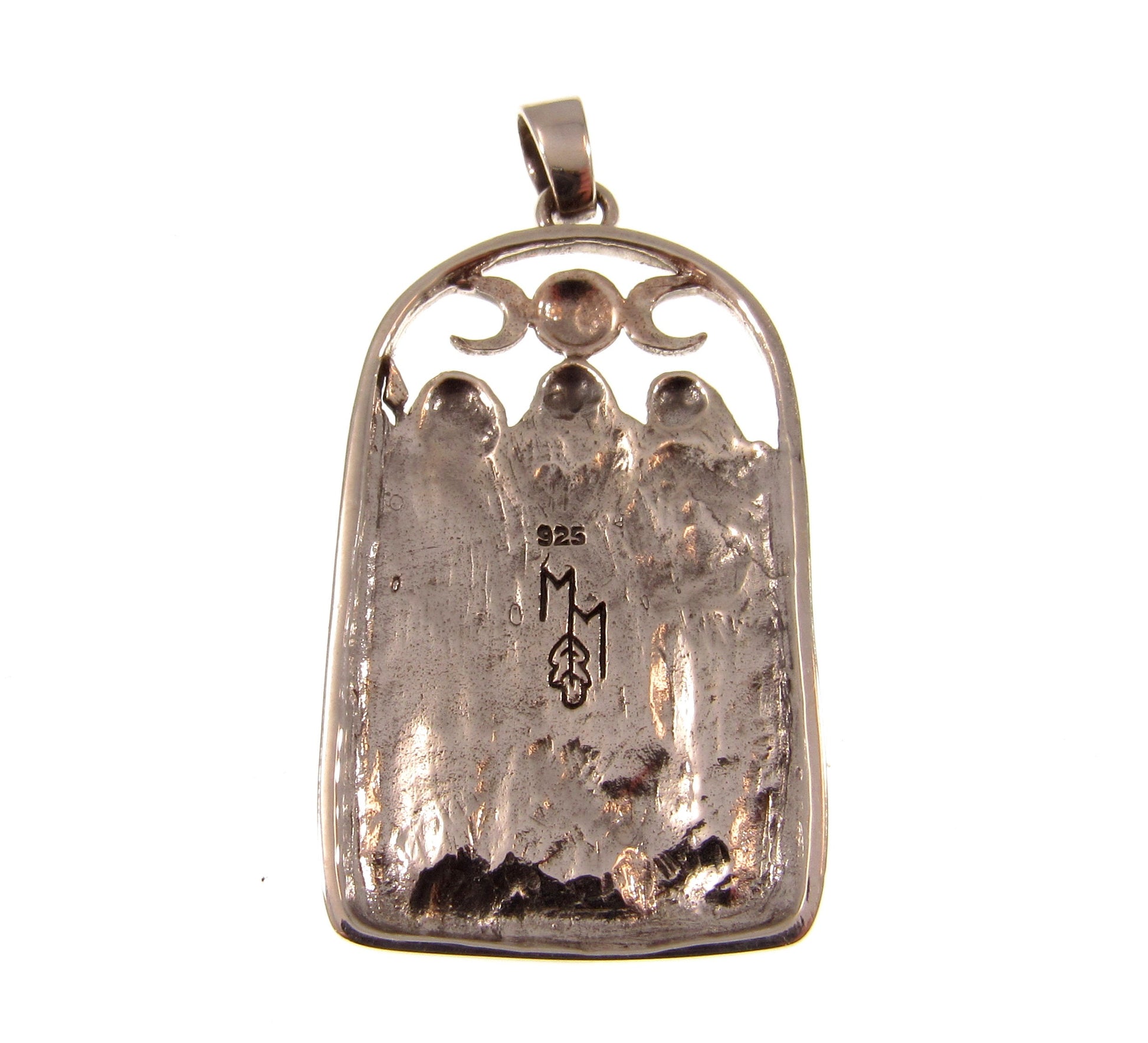 Solid 925 Sterling Silver Triple Moon Goddess Pendant – Neopagan Lunar Symbol by Mickie Mueller