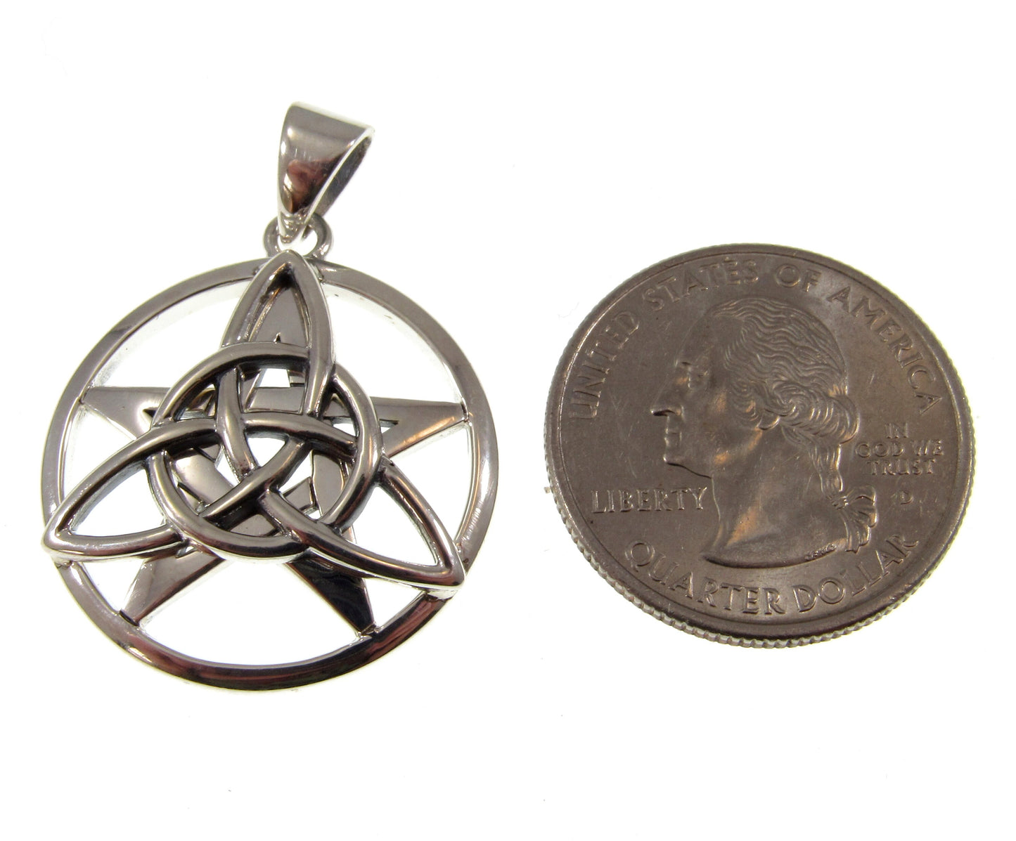 Solid 925 Sterling Silver Druid Amulet, Celtic Trinity Knot & Pentagram Star Pendant, Magical Protection and Wisdon Talisman