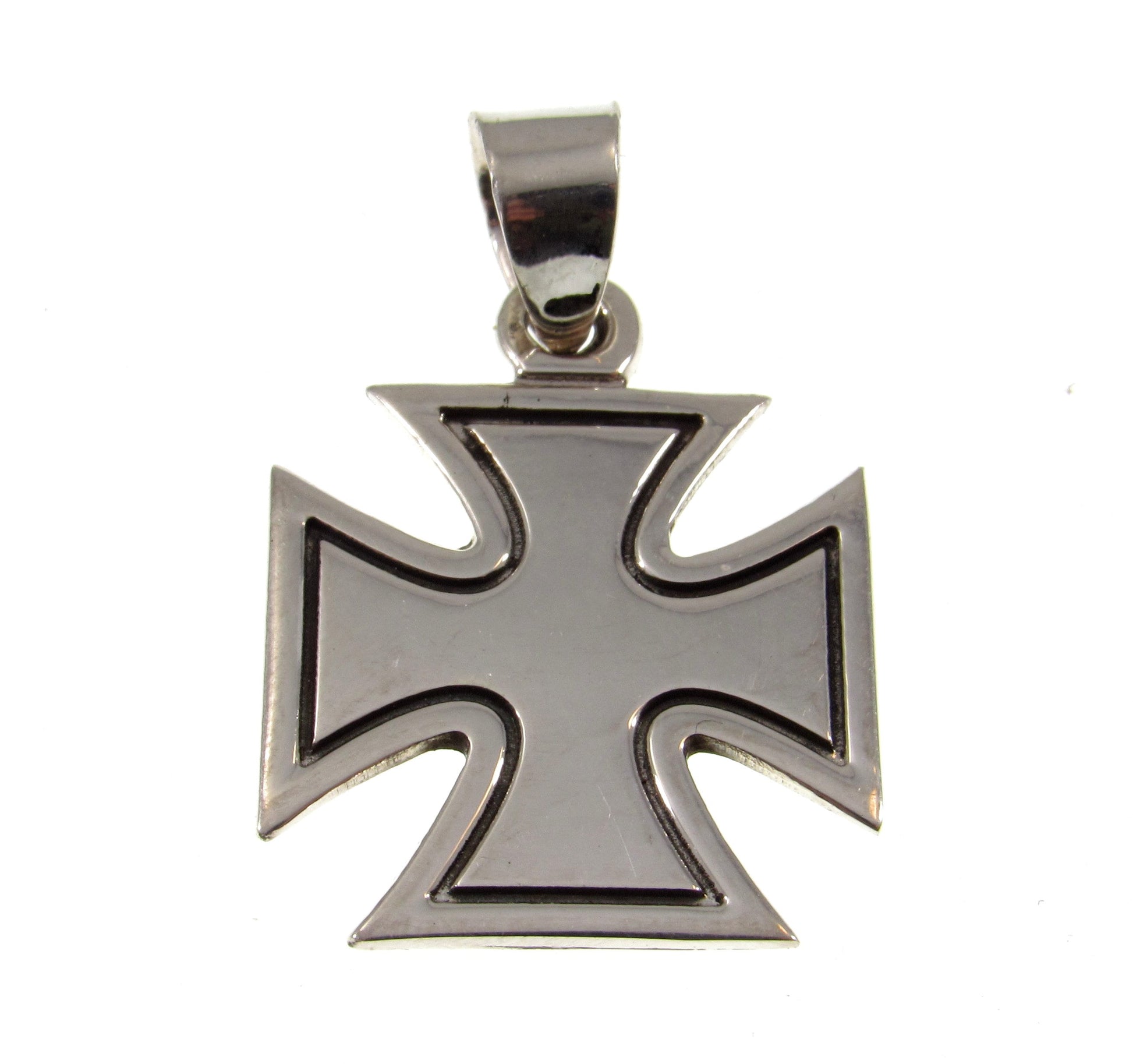 Solid 925 Sterling Silver Iron Cross Pendant