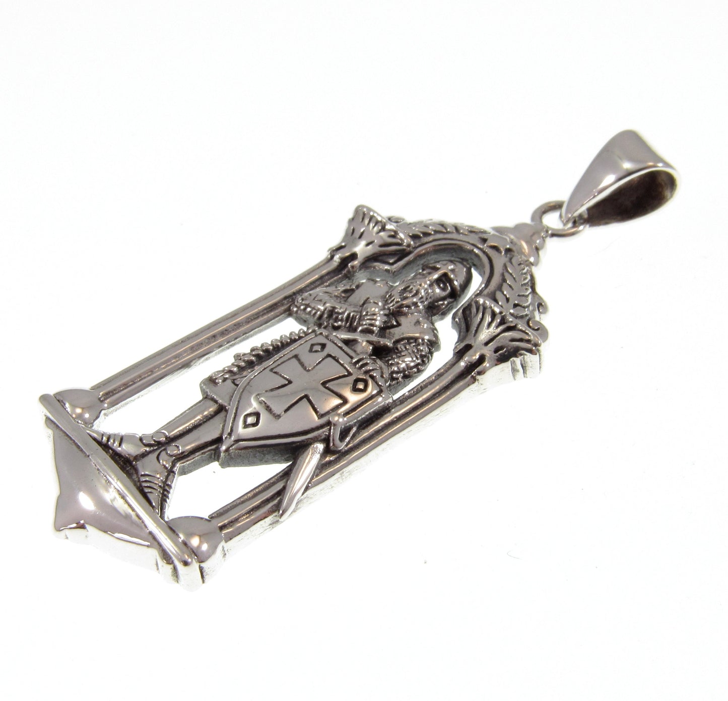 Solid 925 Sterling Silver Knight of the Temple Pendant, Templar Symbol, Freemason Jewelry, Handcrafted Illuminati Occult Sculpture