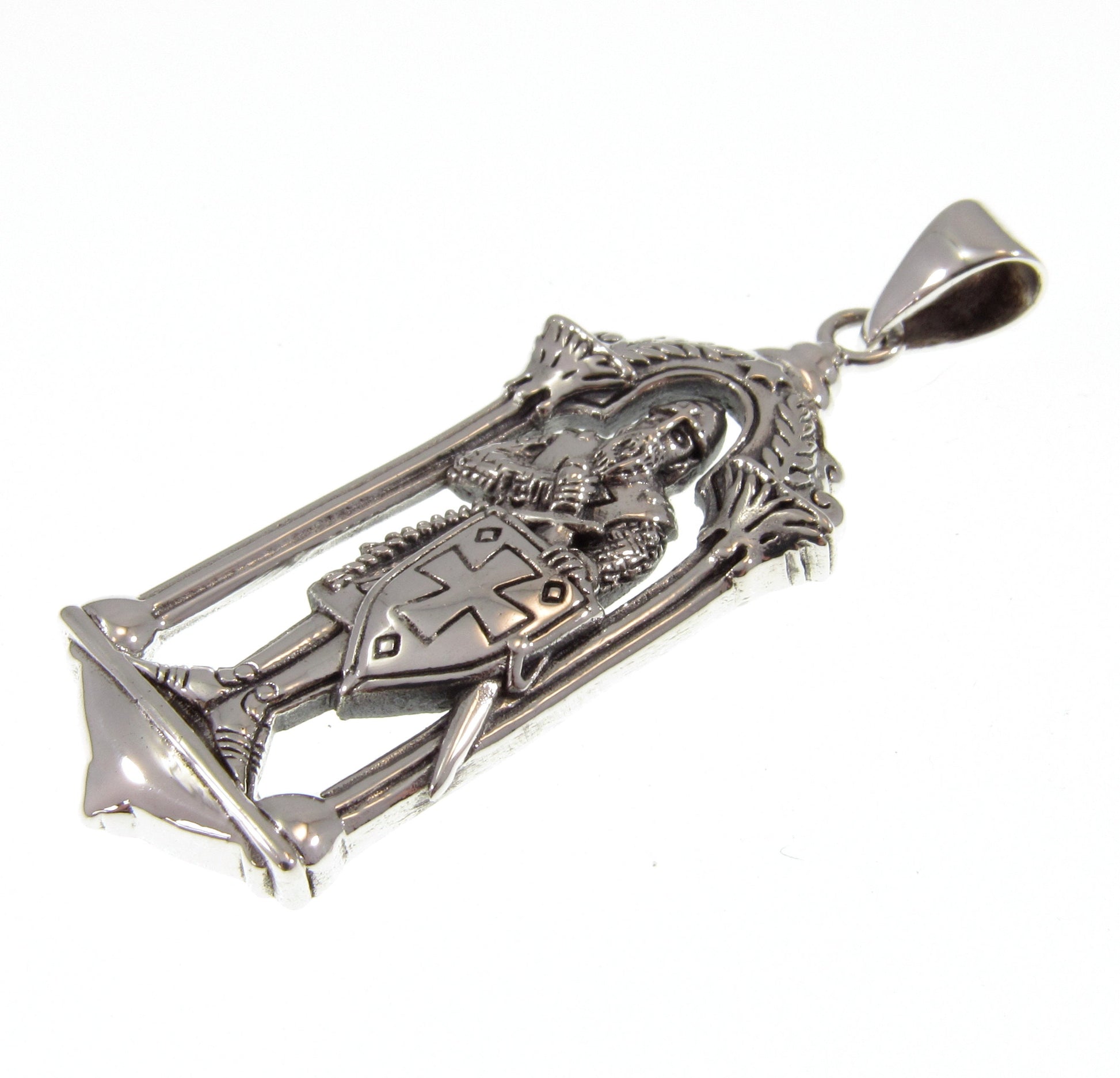 Solid 925 Sterling Silver Knight of the Temple Pendant, Templar Symbol, Freemason Jewelry, Handcrafted Illuminati Occult Sculpture