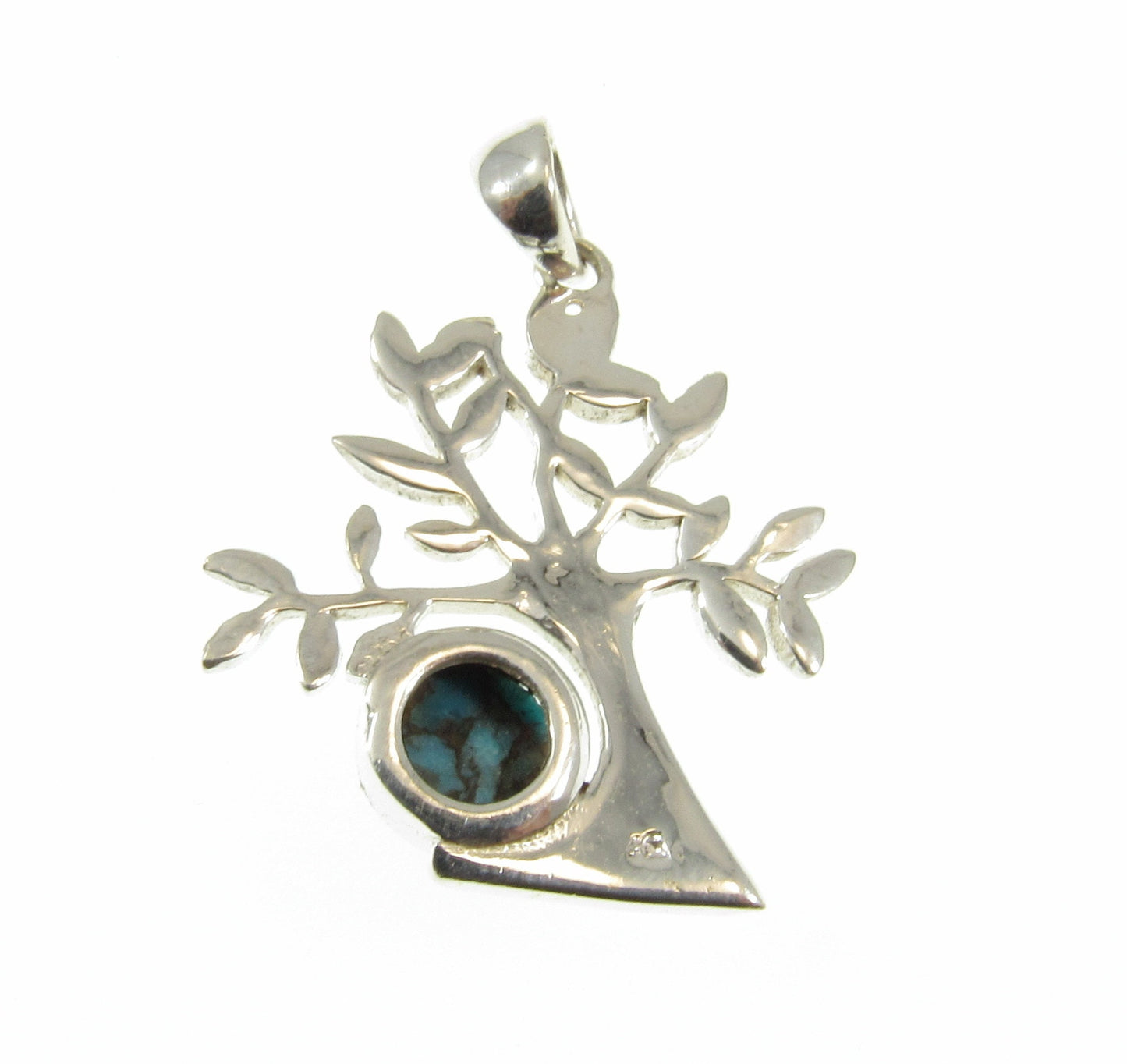 Solid 925 Sterling Silver Tree of Life Pendant With Gemstone Cabochon, Handcrafted Yggdrasil Jewelry, Onyx Moonstone or Turquoise