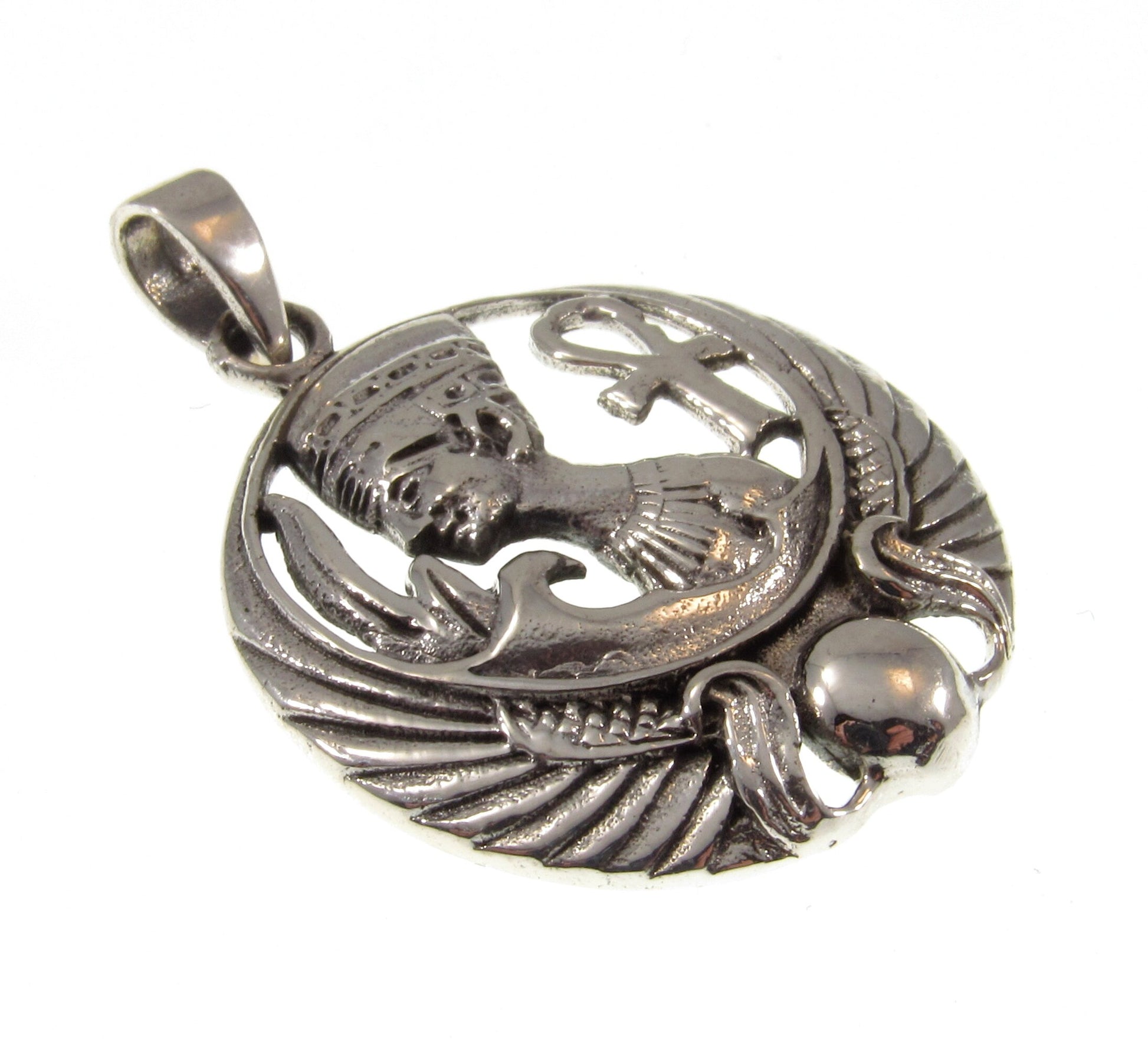 Solid 925 Sterling Silver Ancient Egyptian Queen NEFERTITI Pendant, Wife of Pharaoh Akhenaton