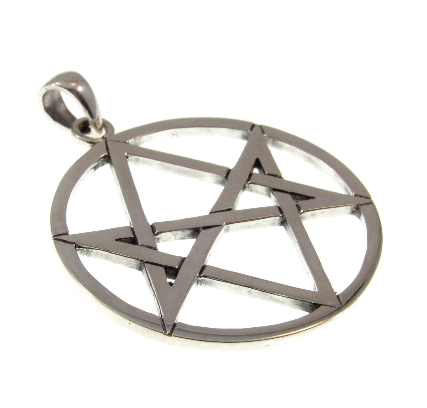 Solid 925 Sterling Silver Hexagram Pendant, Unicursal Star Pagan Amulet, Esoteric Occult Talisman
