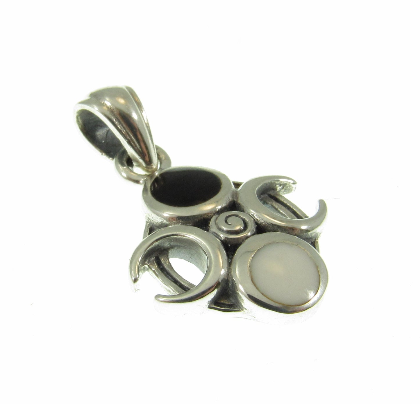 Solid 925 Sterling Silver Phases of the Crescent Moon Celestial Pendant With Enamel Accents
