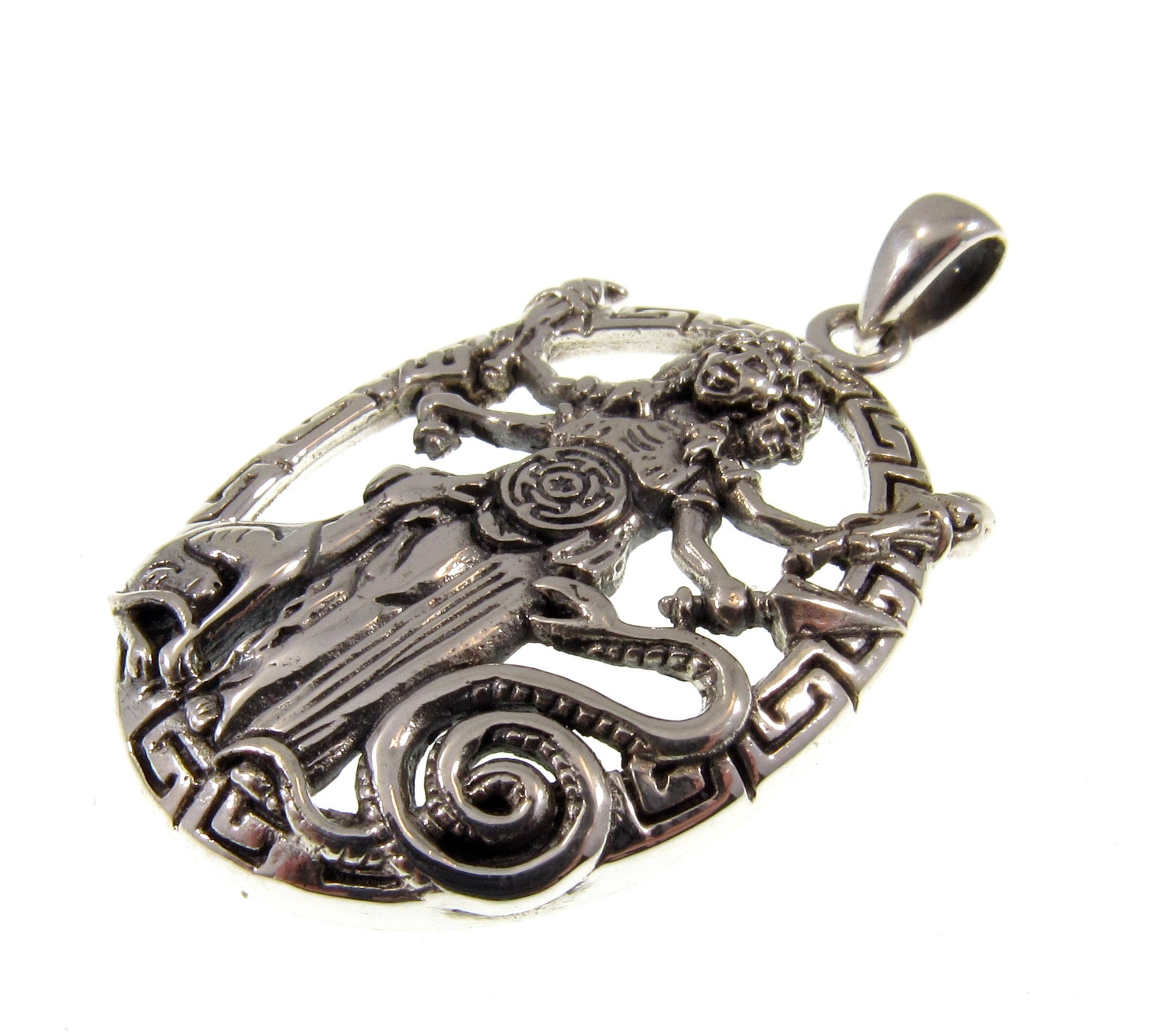 Solid 925 Sterling Silver Hecate Goddess Pendant, Ancient Greek Goddess of Magic & Spells Magic Amulet
