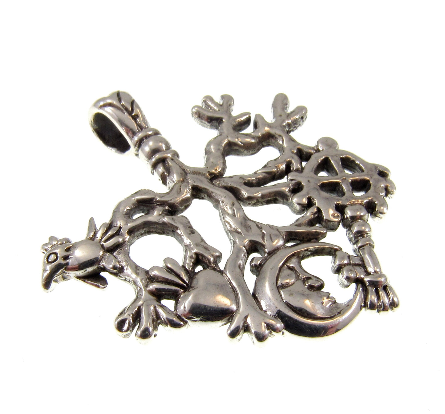 Solid 925 Sterling Silver Cimaruta Witch Pendant, Italian Talisman, Ward off the Evil Eye, Neopagan Amulet Pendant