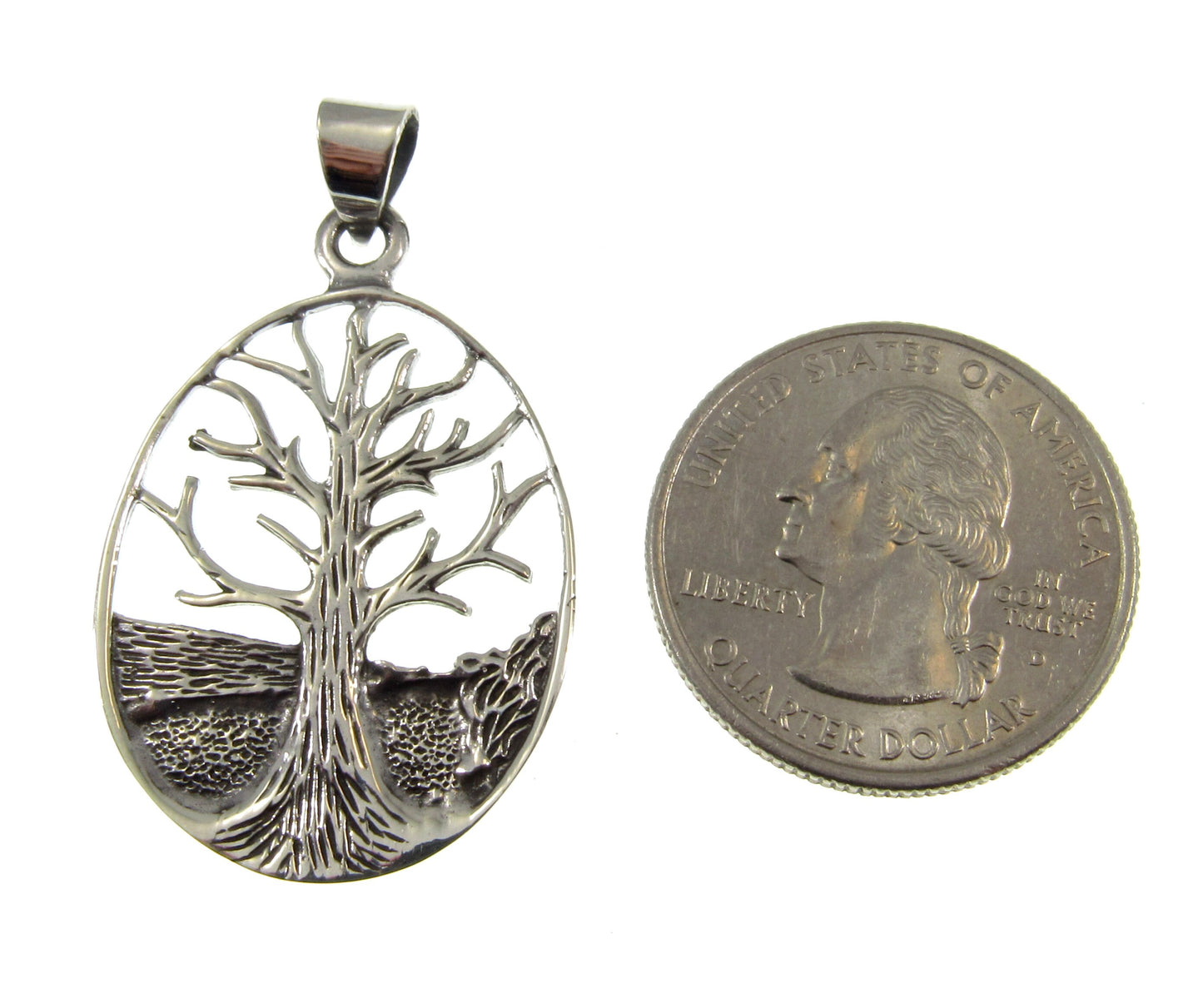 Handcrafted Solid 925 Sterling Silver Etched Engraved Celtic Tree of Life Carved Out Yggdrasil Pendant