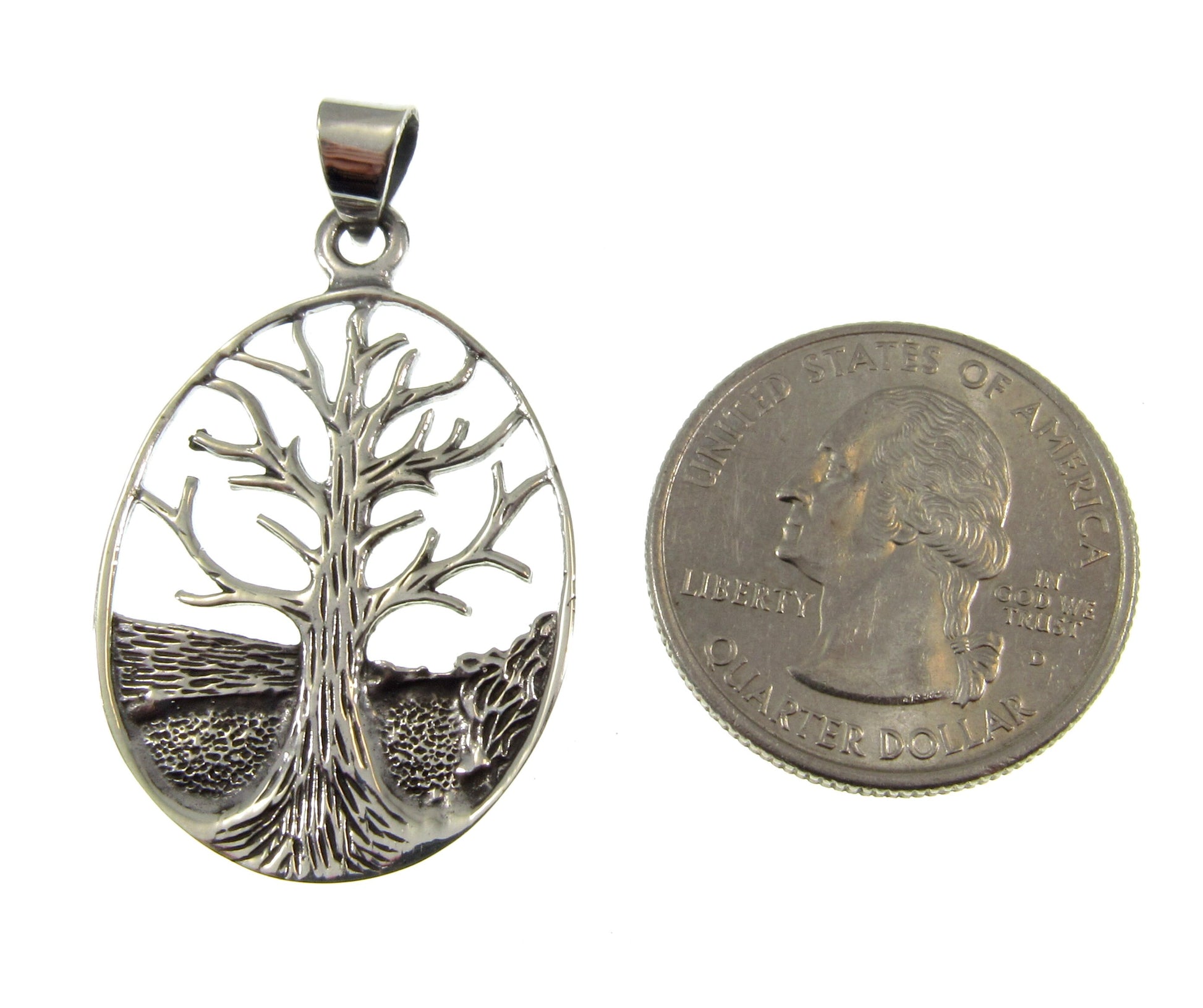 Handcrafted Solid 925 Sterling Silver Etched Engraved Celtic Tree of Life Carved Out Yggdrasil Pendant