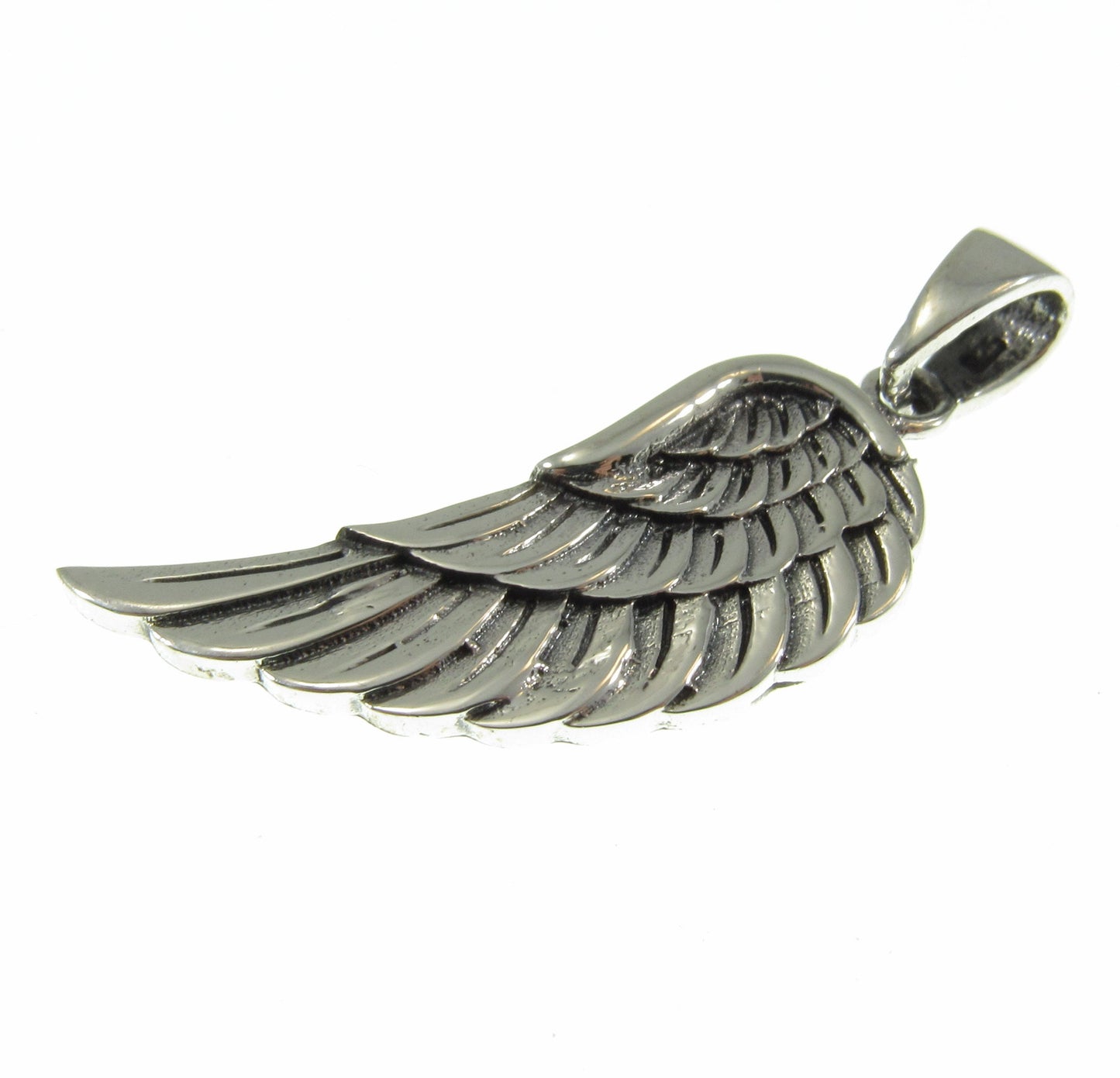 Solid 925 Sterling Silver Angel Wing Pendant, Handcrafted Religious Jewelry, Unique Spiritual Charm, Simple & Elegant Inspirational Art