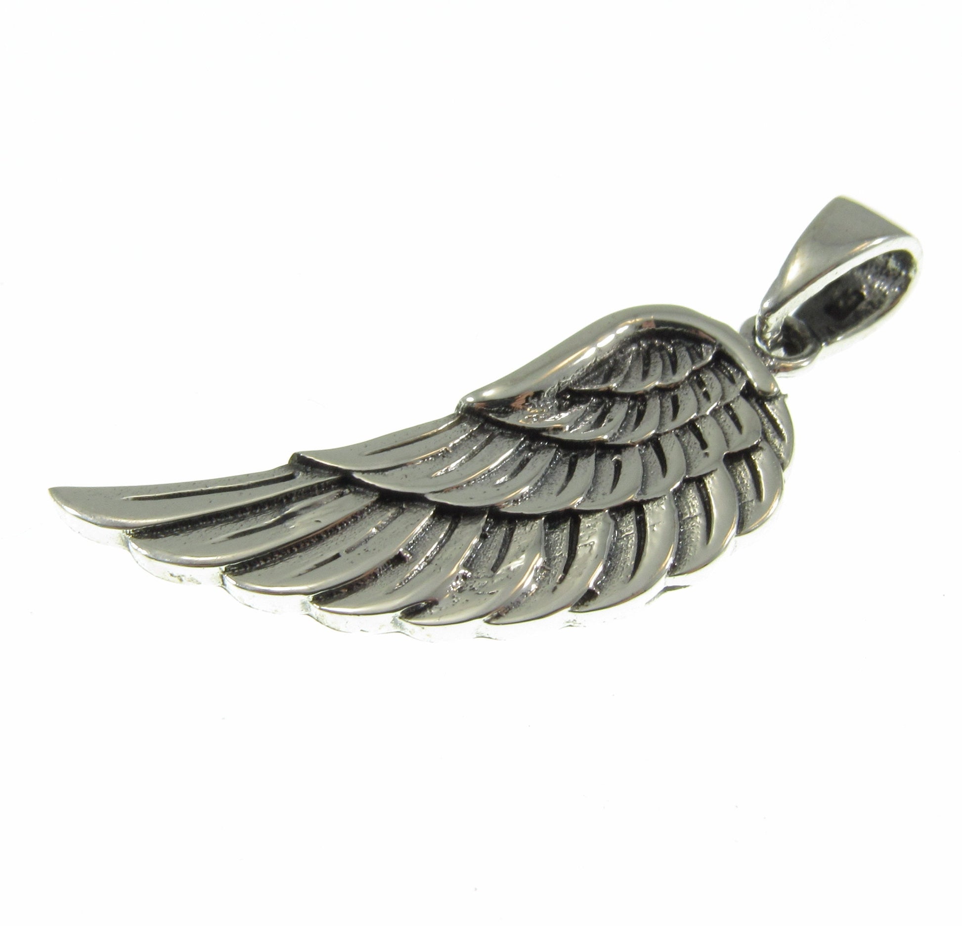 Solid 925 Sterling Silver Angel Wing Pendant, Handcrafted Religious Jewelry, Unique Spiritual Charm, Simple & Elegant Inspirational Art