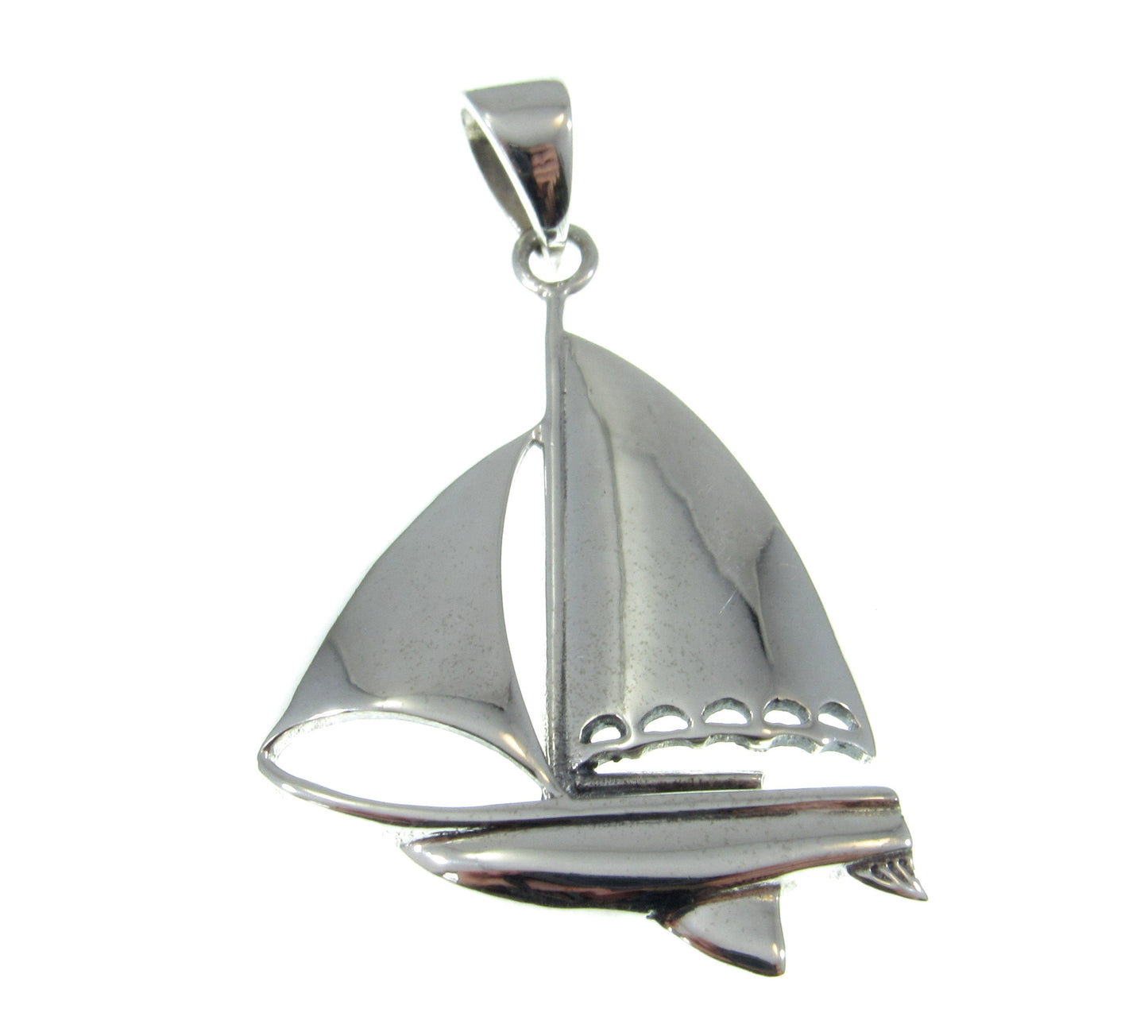Solid 925 Sterling Silver Enjoy Sailing Sailboat Pendant, Nautical Interest