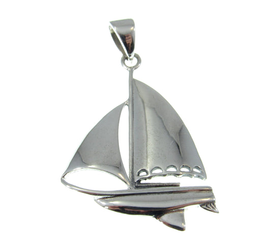 Solid 925 Sterling Silver Enjoy Sailing Sailboat Pendant, Nautical Interest
