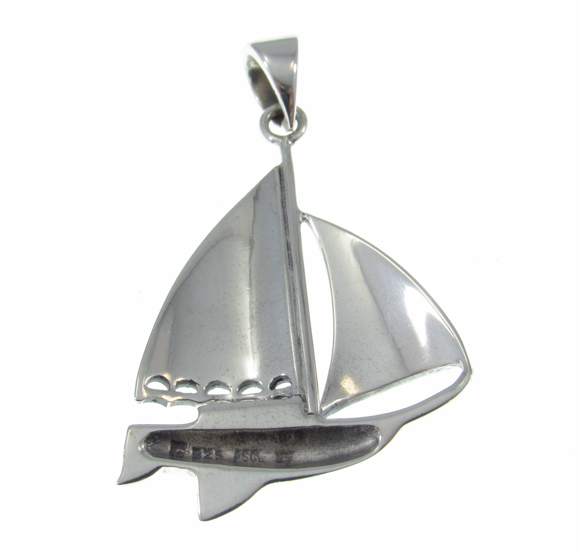 Solid 925 Sterling Silver Enjoy Sailing Sailboat Pendant, Nautical Interest