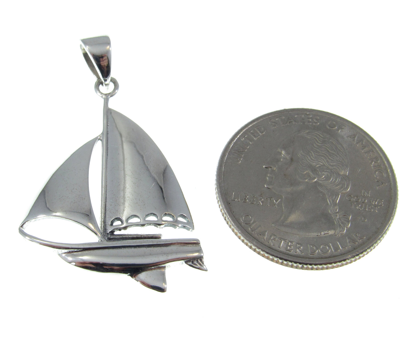 Solid 925 Sterling Silver Enjoy Sailing Sailboat Pendant, Nautical Interest