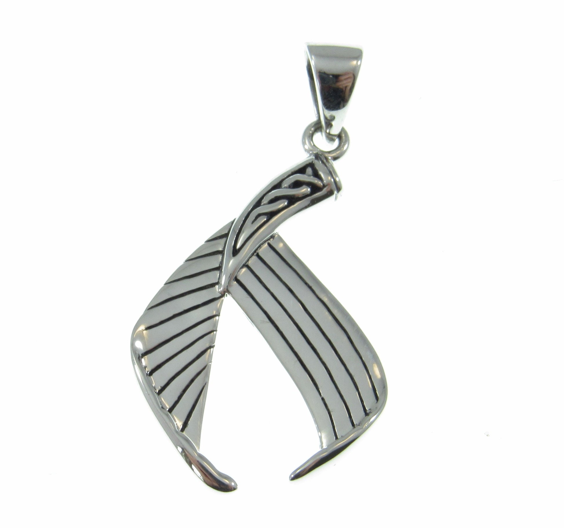 Solid 925 Sterling Silver Celtic Knot Mermaid Tail Pendant, Handcrafted Fish Tail