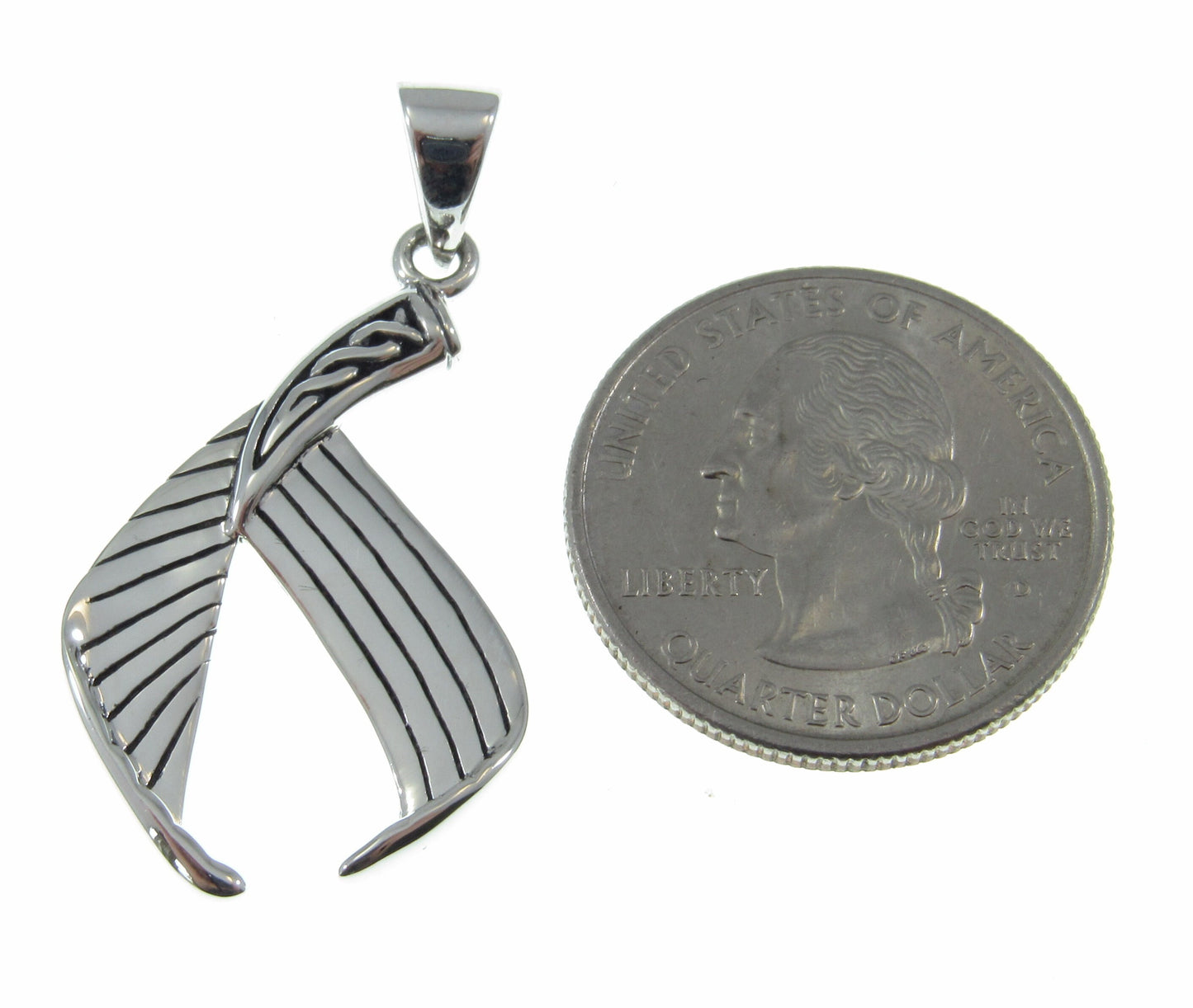 Solid 925 Sterling Silver Celtic Knot Mermaid Tail Pendant, Handcrafted Fish Tail