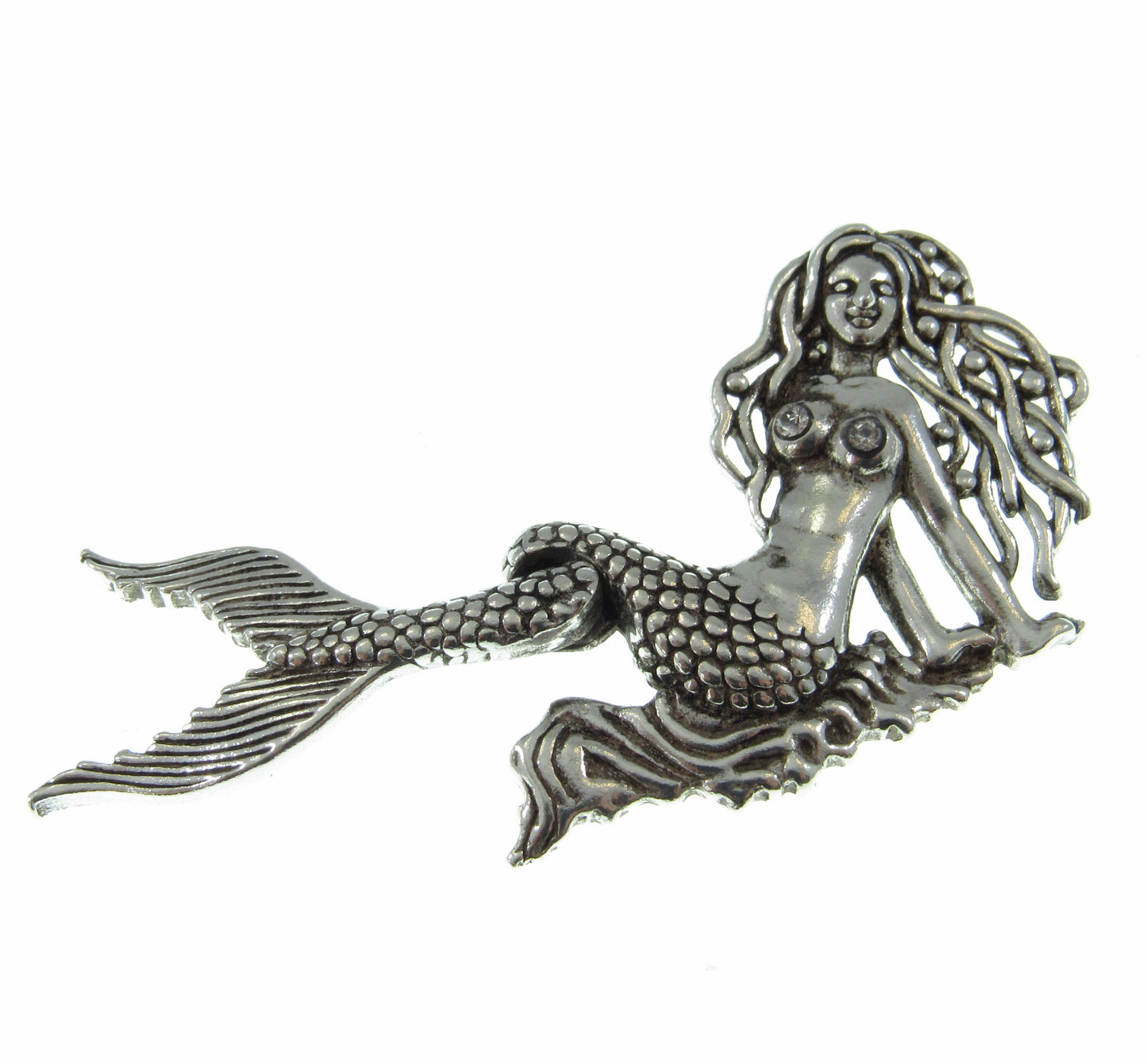 Solid 925 Sterling Silver Movable Poseable Mermaid Slide Pendant, Tail Moves, Handcrafted Articulated Atargatis Goddess