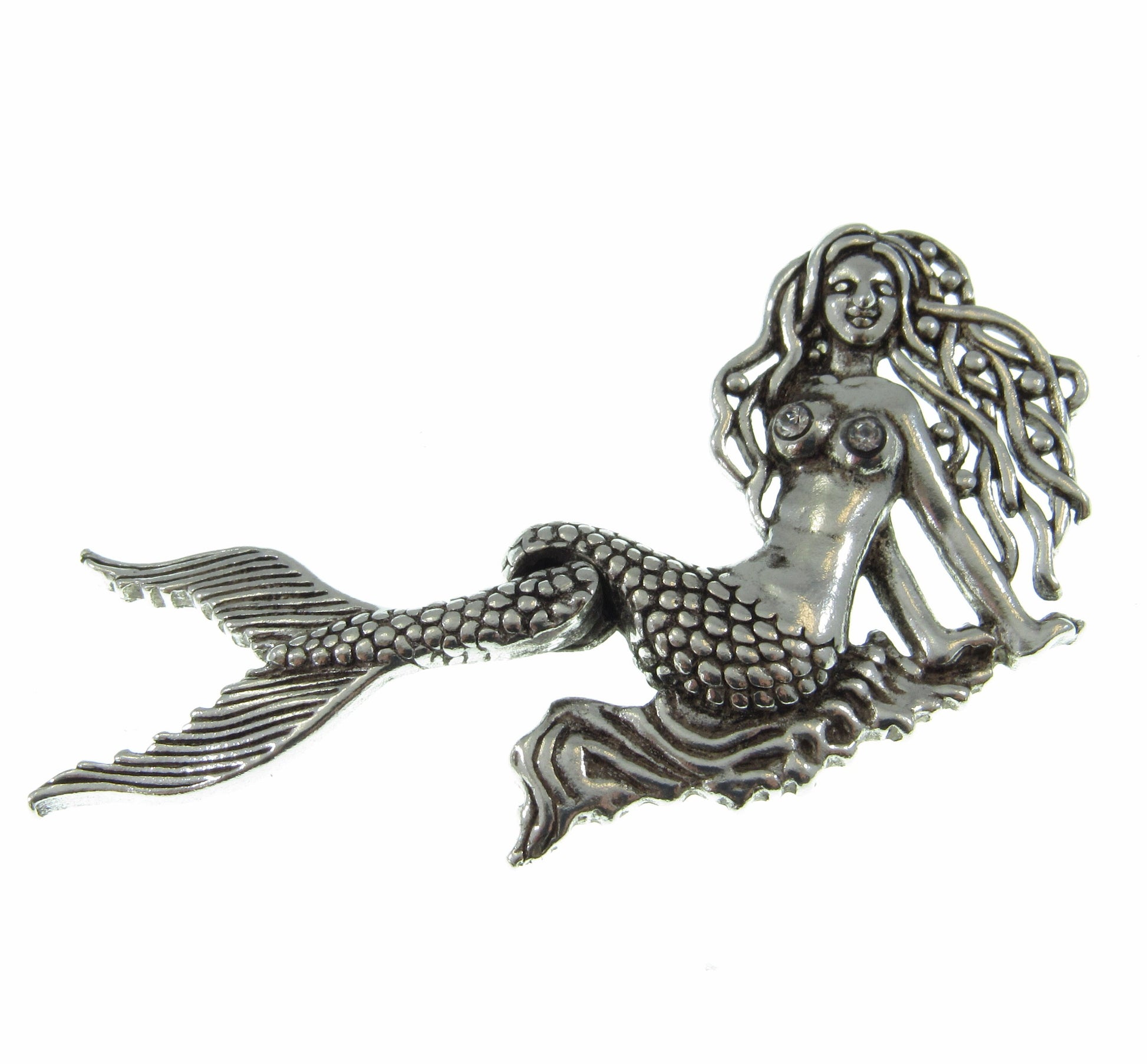 Solid 925 Sterling Silver Movable Poseable Mermaid Slide Pendant, Tail Moves, Handcrafted Articulated Atargatis Goddess