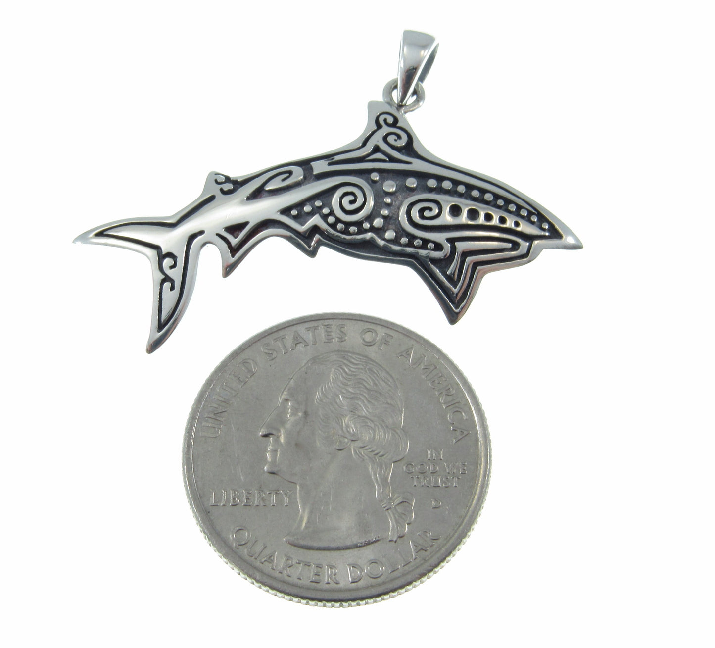 Solid 925 Sterling Silver Aboriginal Shark Pendant, Handcrafted Sea Ocean Life Jewelry, Choose Plain or Enamel, Nautical Gift Idea