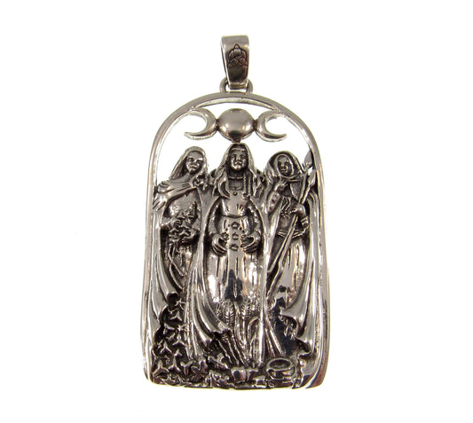 Solid 925 Sterling Silver Triple Goddess Pendant Designed by High Priestess Mickie Mueller, Neopagan Pendant