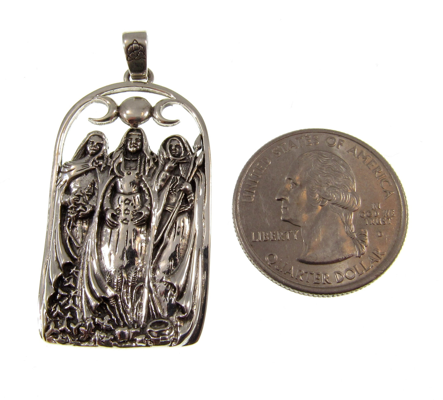 Solid 925 Sterling Silver Triple Goddess Pendant Designed by High Priestess Mickie Mueller, Neopagan Pendant