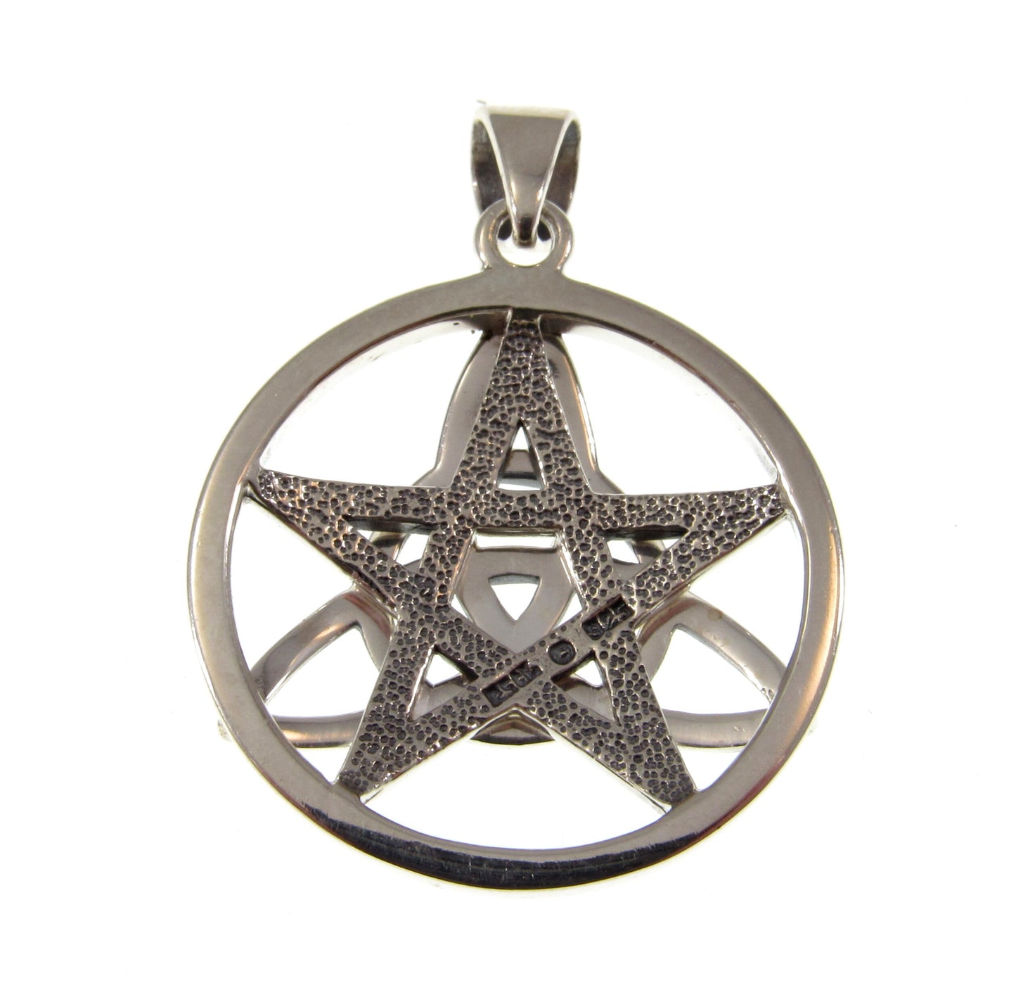 Solid 925 Sterling Silver Druid Amulet, Celtic Trinity Knot & Pentagram Star Pendant, Magical Protection and Wisdon Talisman